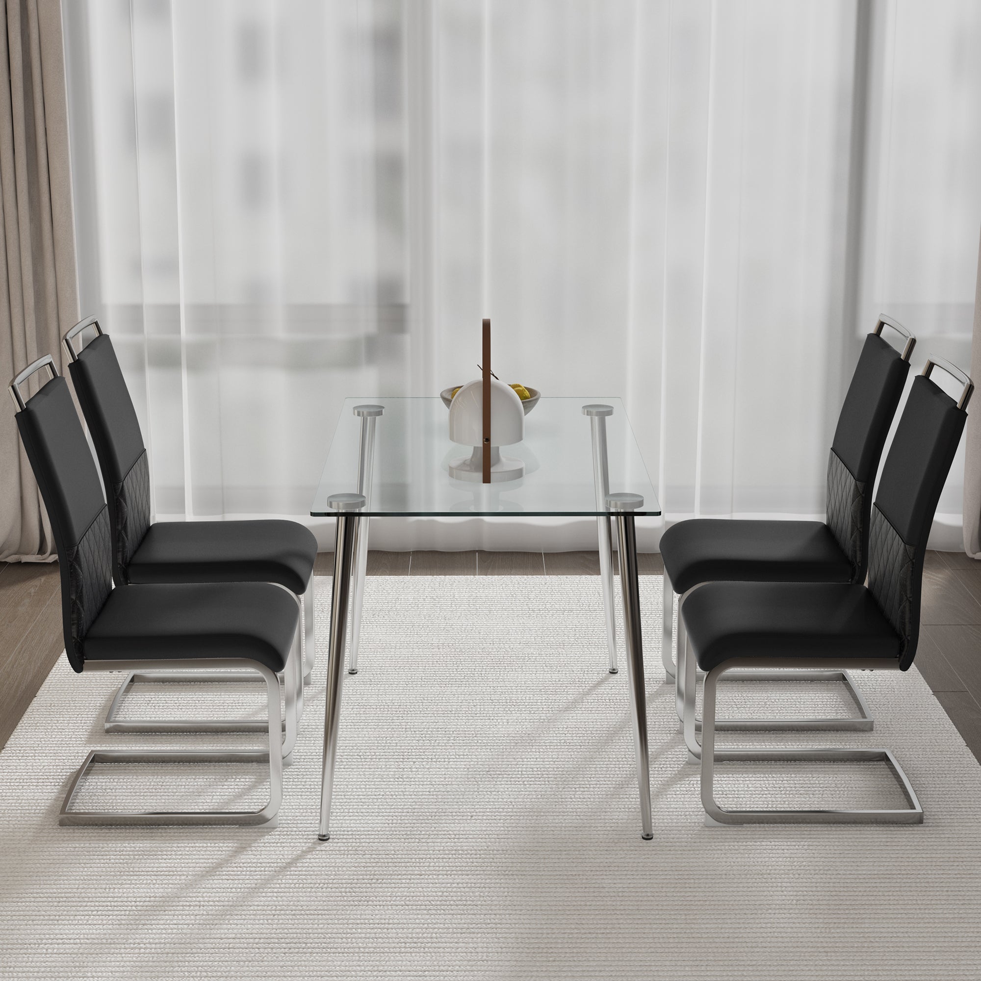 Logidon Dining Room Chairs Set of 4 Black with Padded Backrest