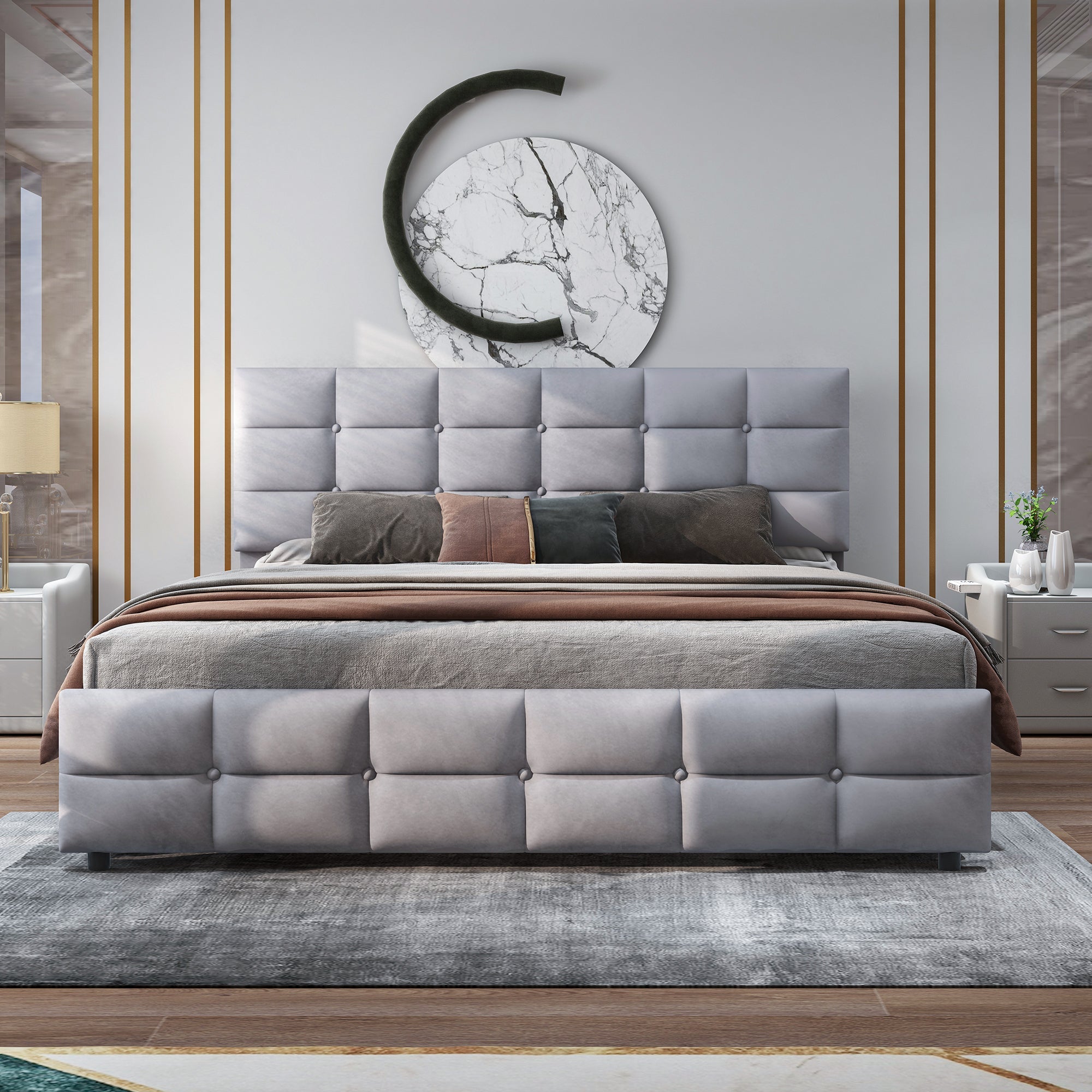 Logidon gestoffeerd bed 180x200 cm grijs met 4 lades