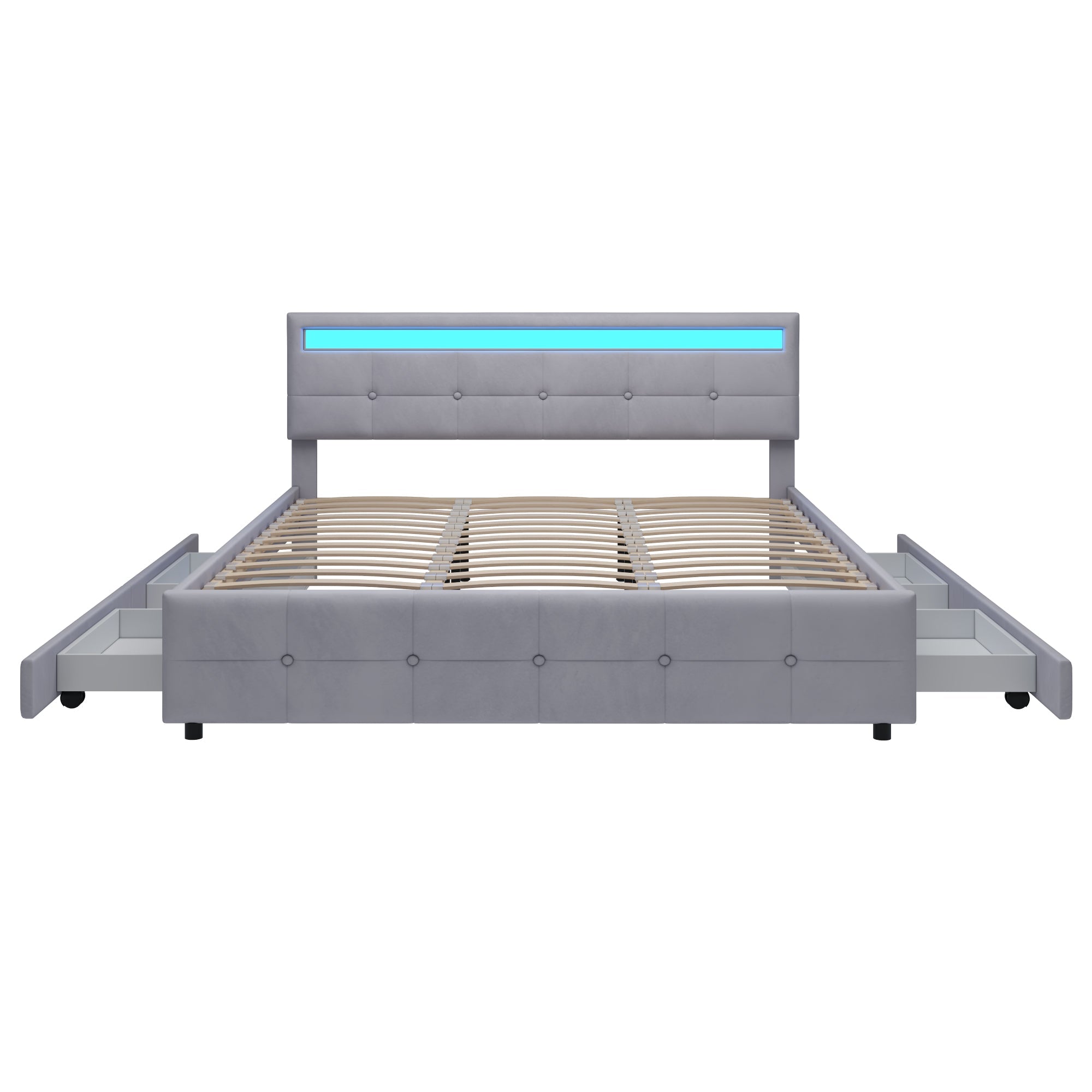 Logidon gestoffeerd bed 180x200 grijs met LED verlichting 4 lades