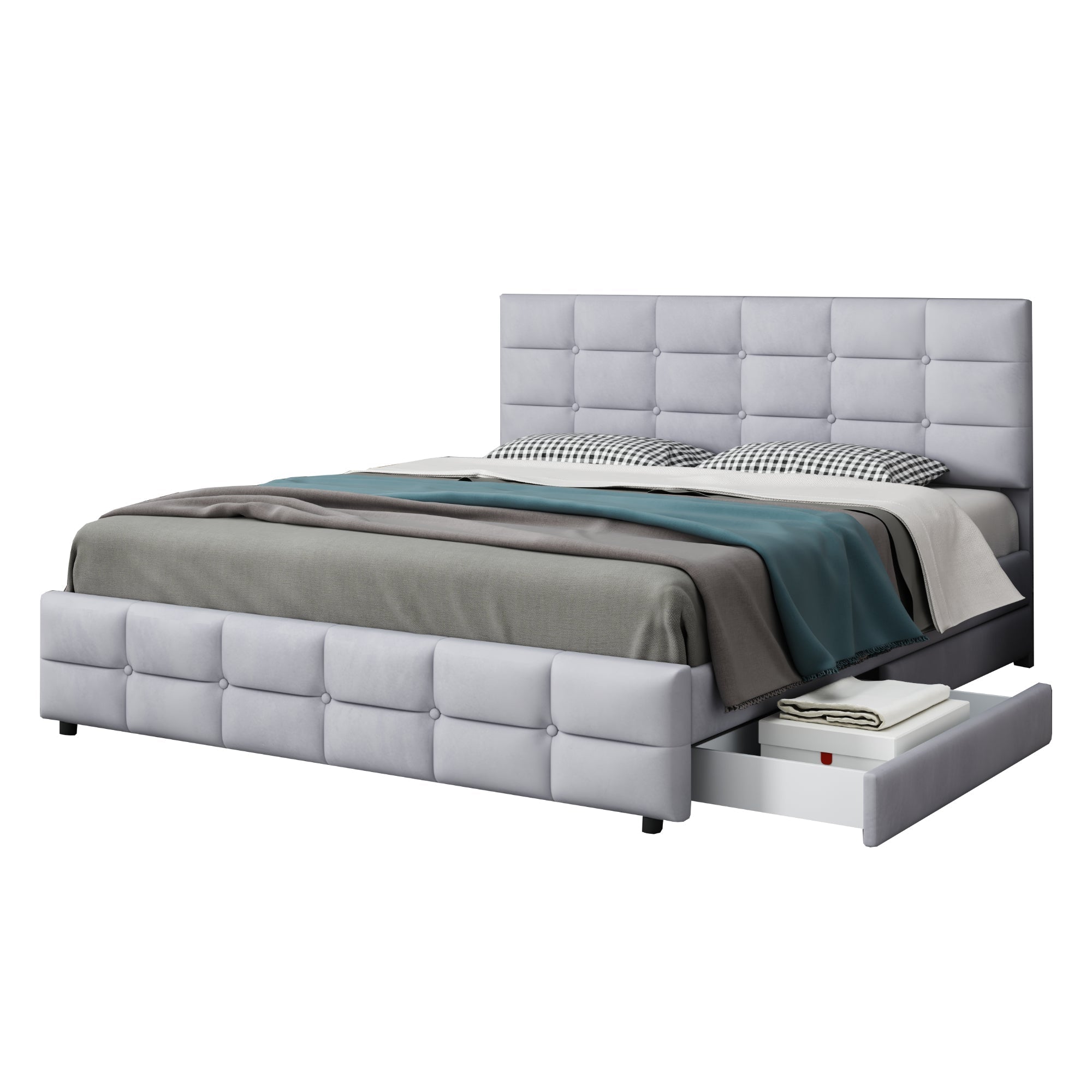 Logidon gestoffeerd bed 180x200 cm grijs met 4 lades