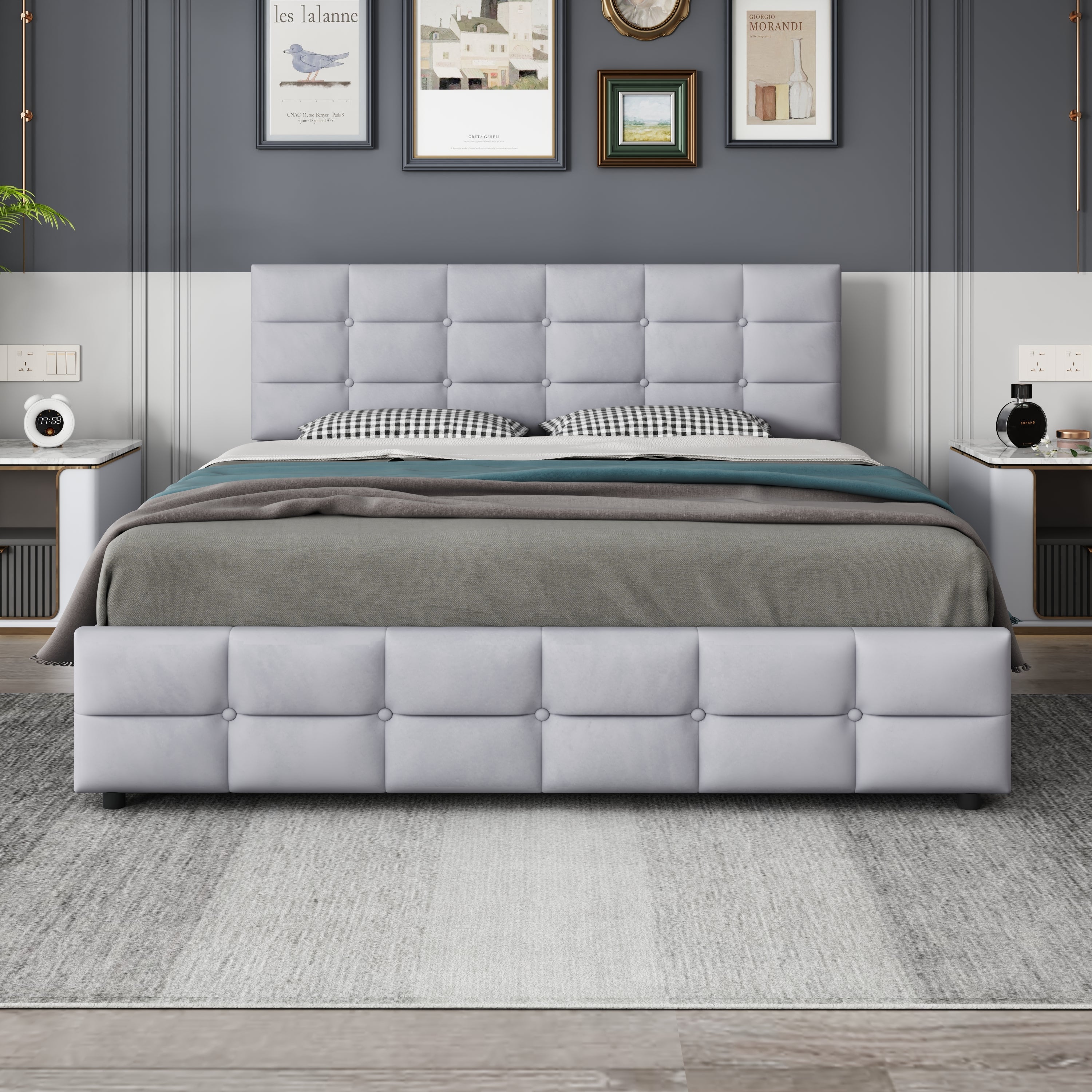 Logidon gestoffeerd bed 180x200 cm grijs met 4 lades