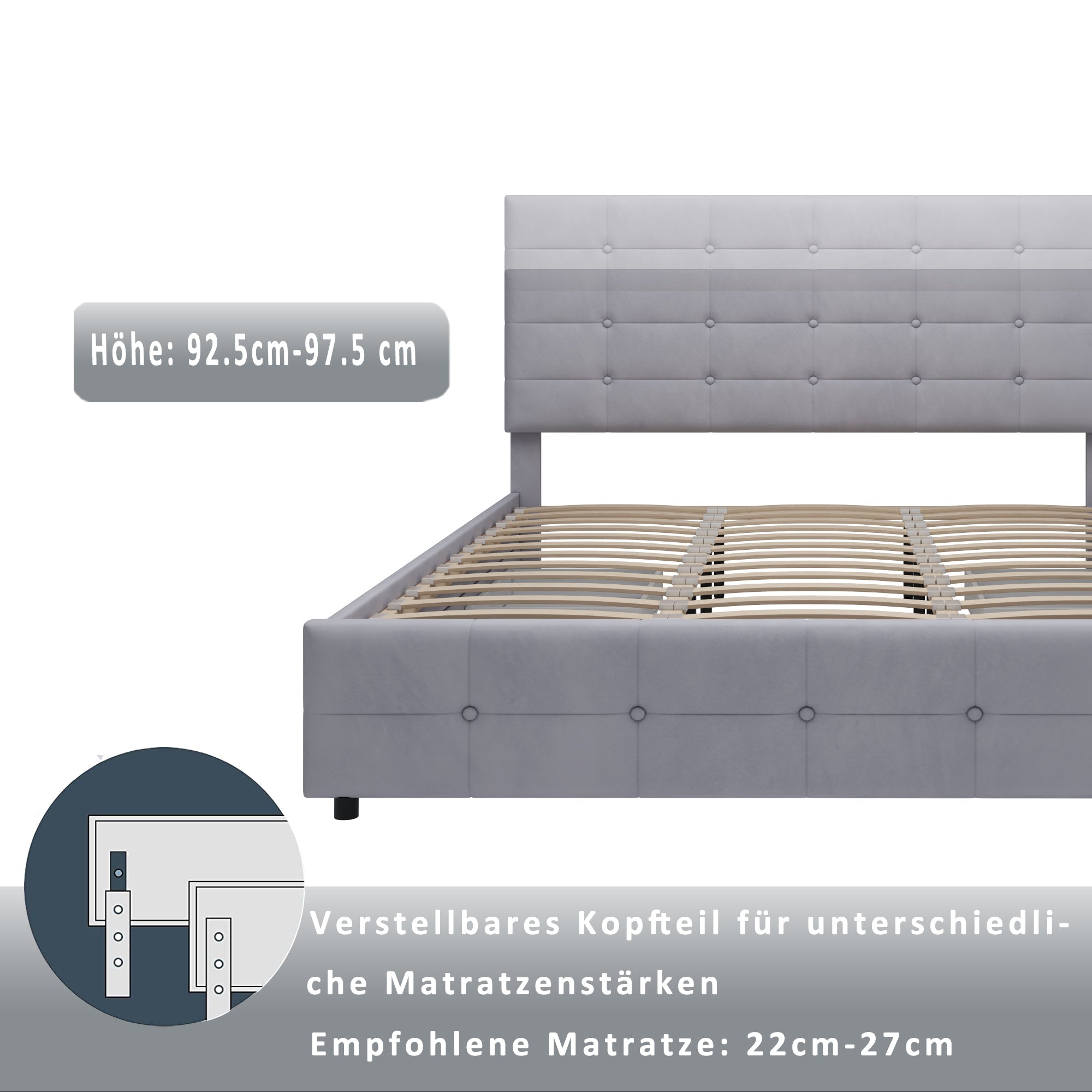 Logidon gestoffeerd bed 180x200 cm grijs met 4 lades