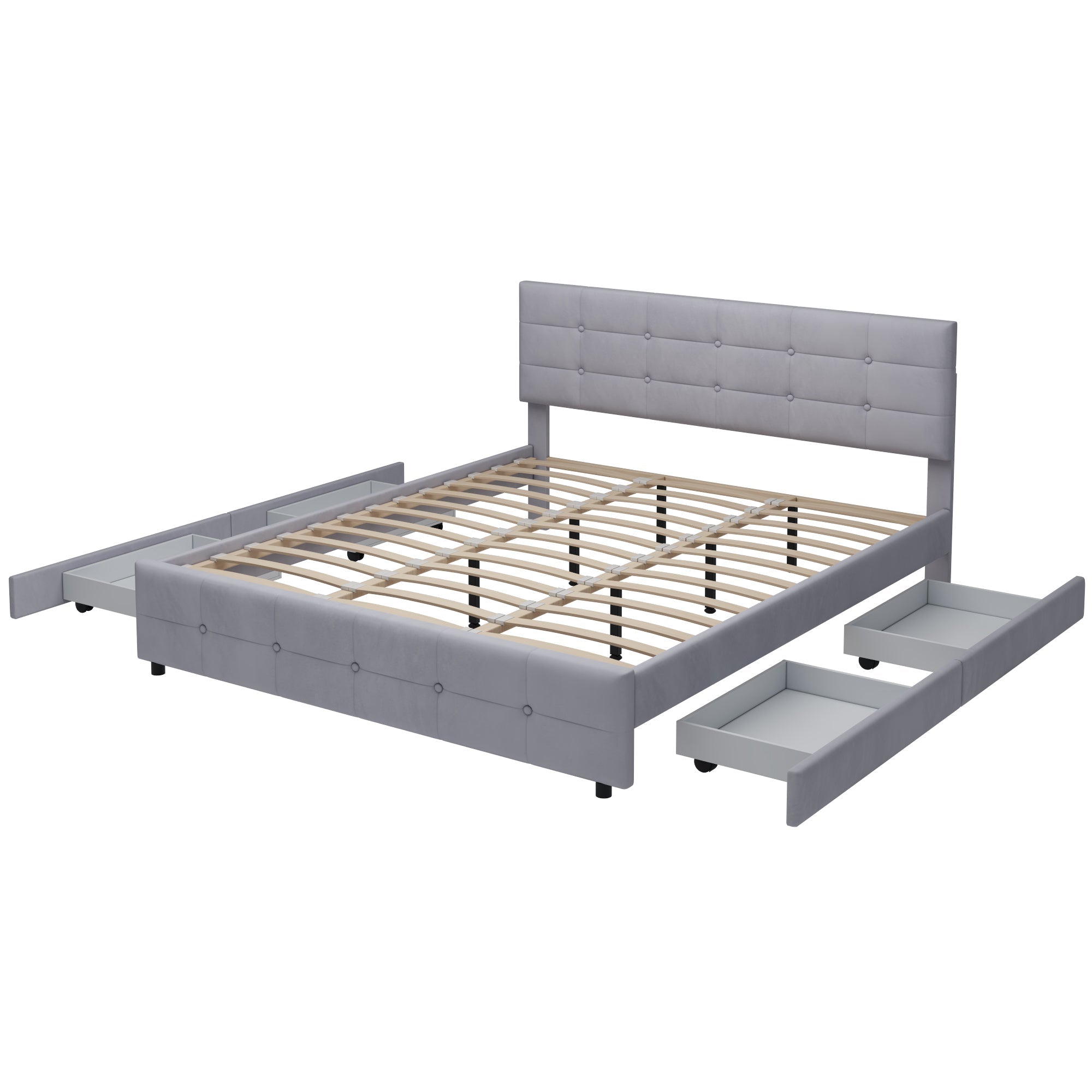 Logidon gestoffeerd bed 180x200 cm grijs met 4 lades
