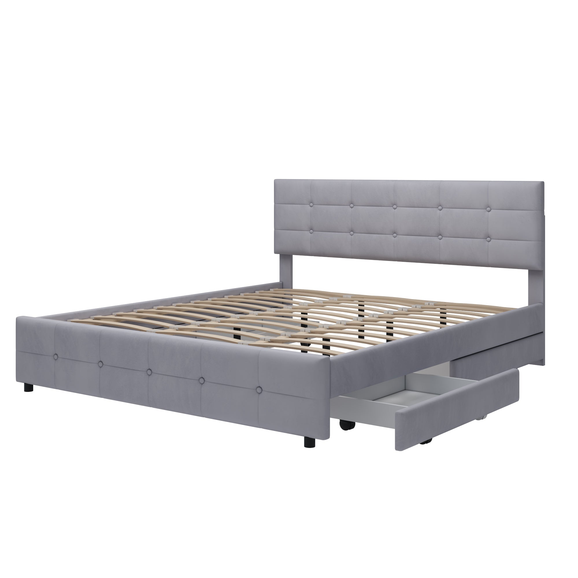Logidon gestoffeerd bed 180x200 cm grijs met 4 lades