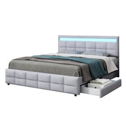 Logidon gestoffeerd bed 180x200 grijs met LED verlichting 4 lades