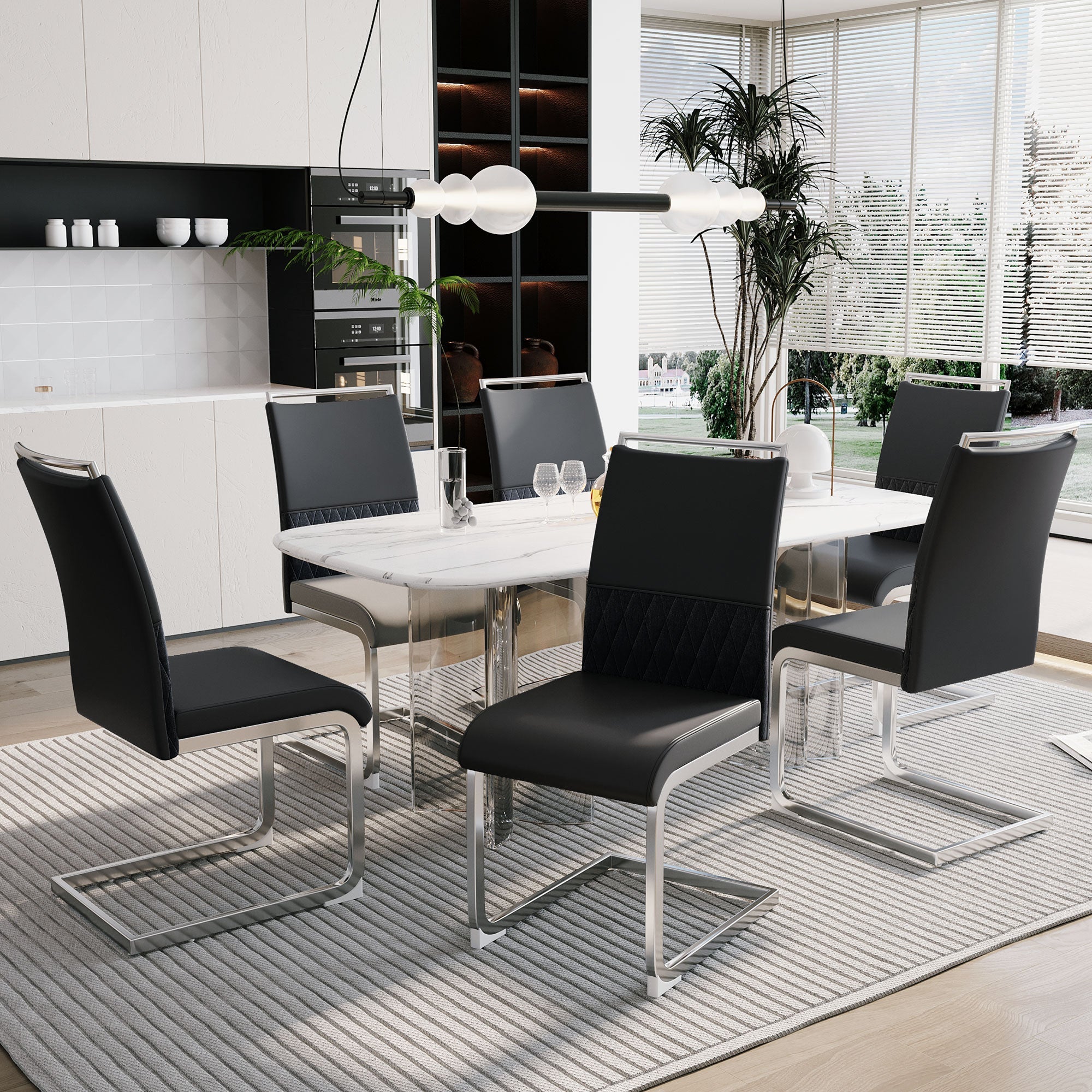 Logidon Set of 6 Dining Chairs High Backrest Black