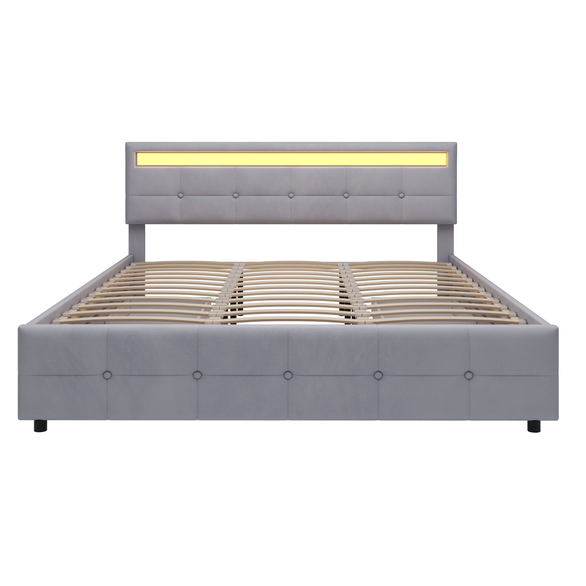 Logidon gestoffeerd bed 180x200 grijs met LED verlichting 4 lades