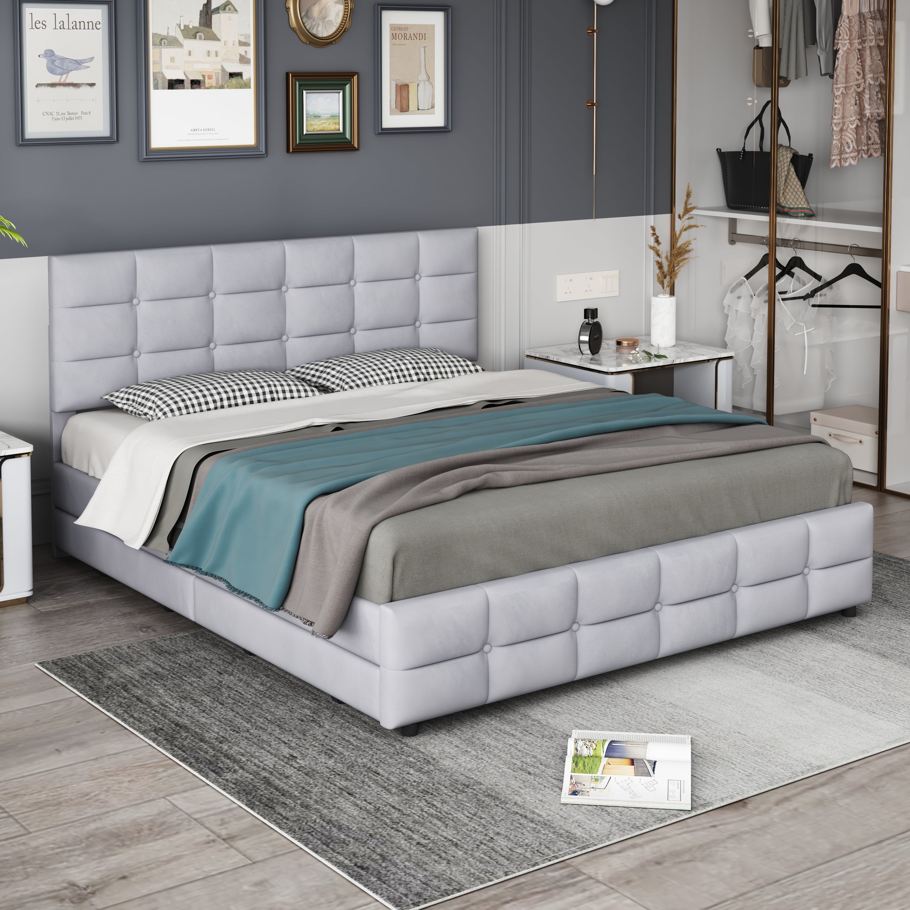 Logidon gestoffeerd bed 180x200 cm grijs met 4 lades