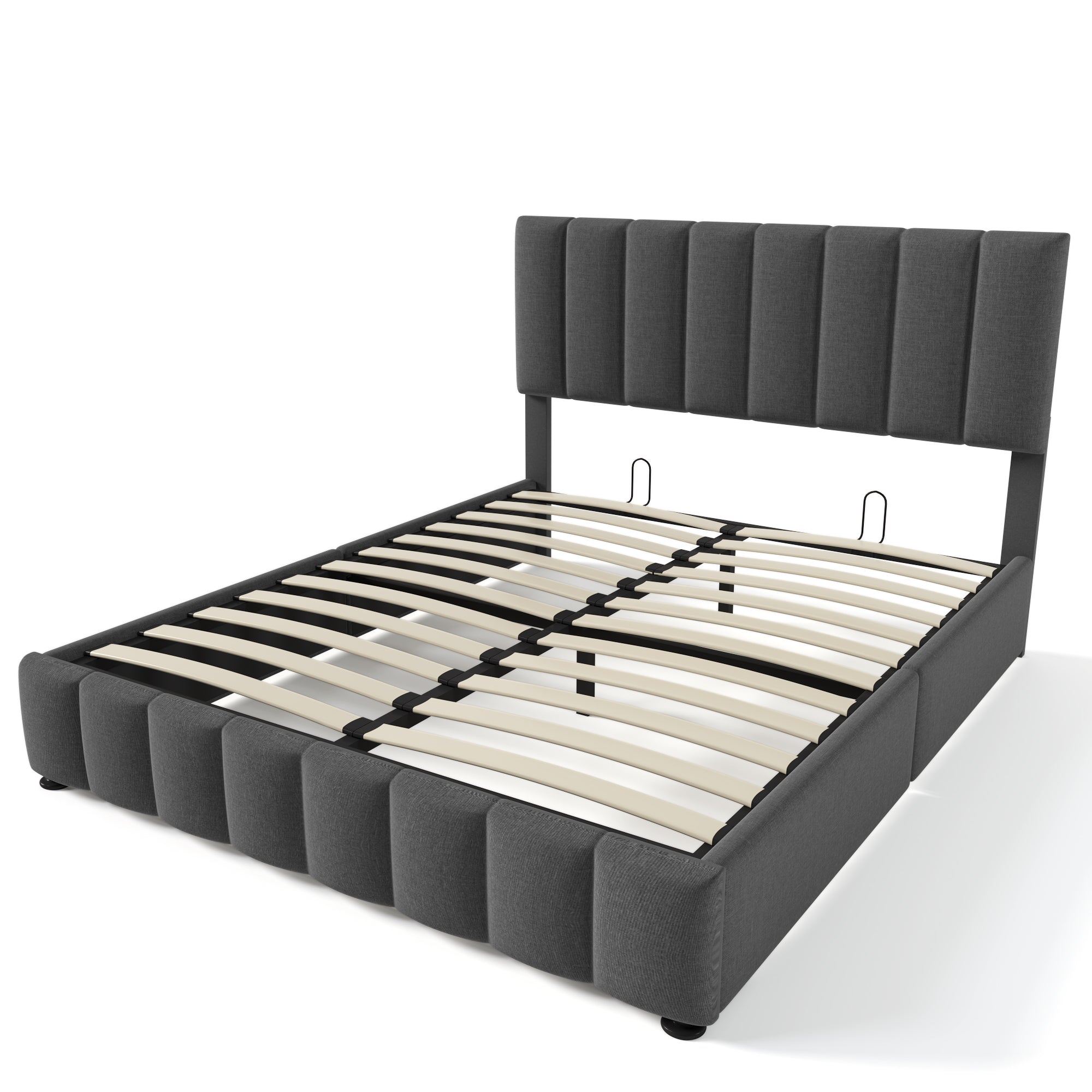 Logidon Hydraulic Fabric Bed 140x200 Gray With Storage Space