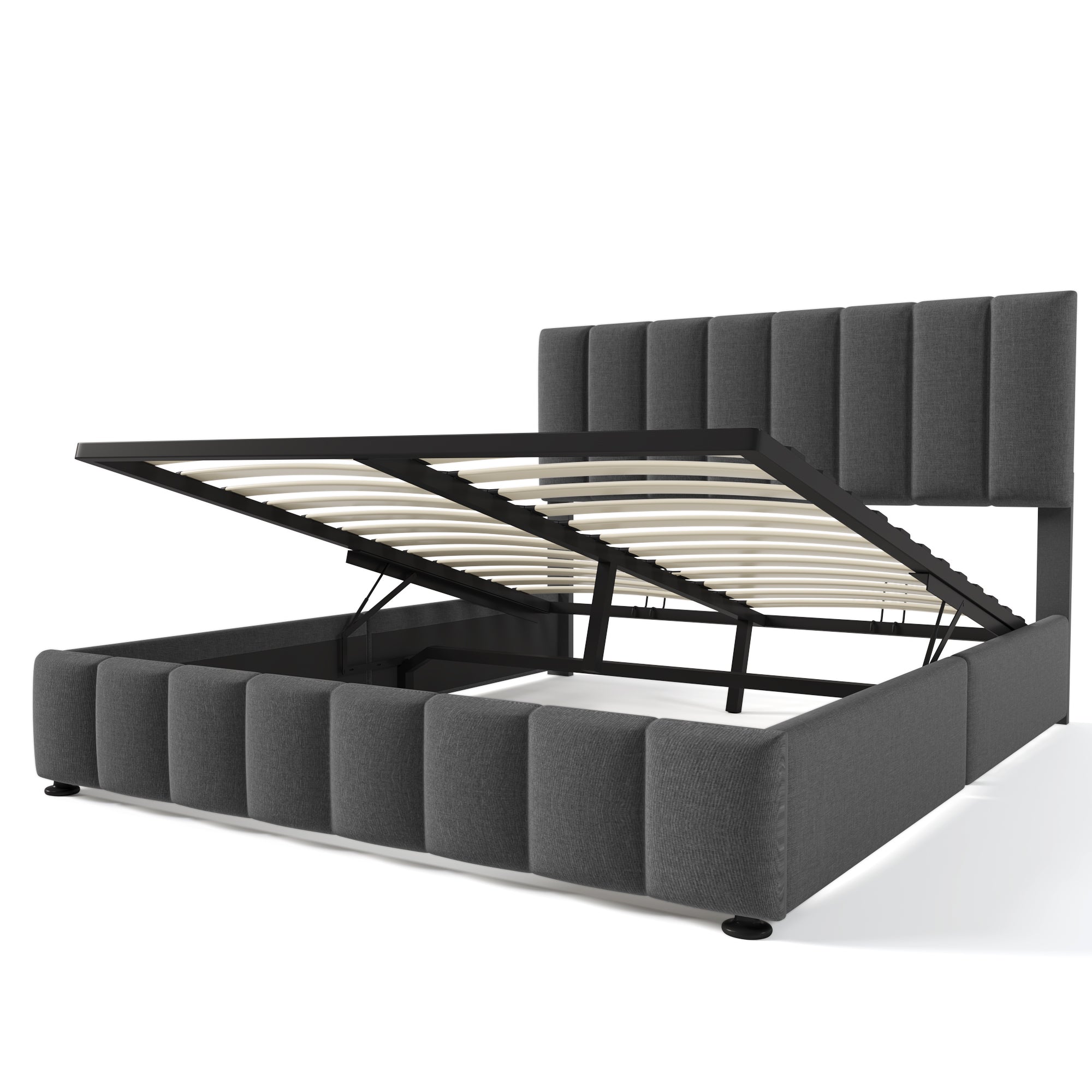 Logidon Hydraulic Fabric Bed 140x200 Gray With Storage Space