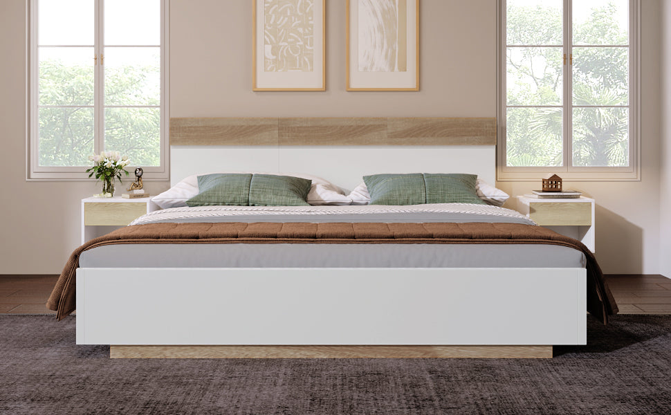 Logidon zwevend bed tweepersoonsbed 180x200 cm eiken Sonoma wit