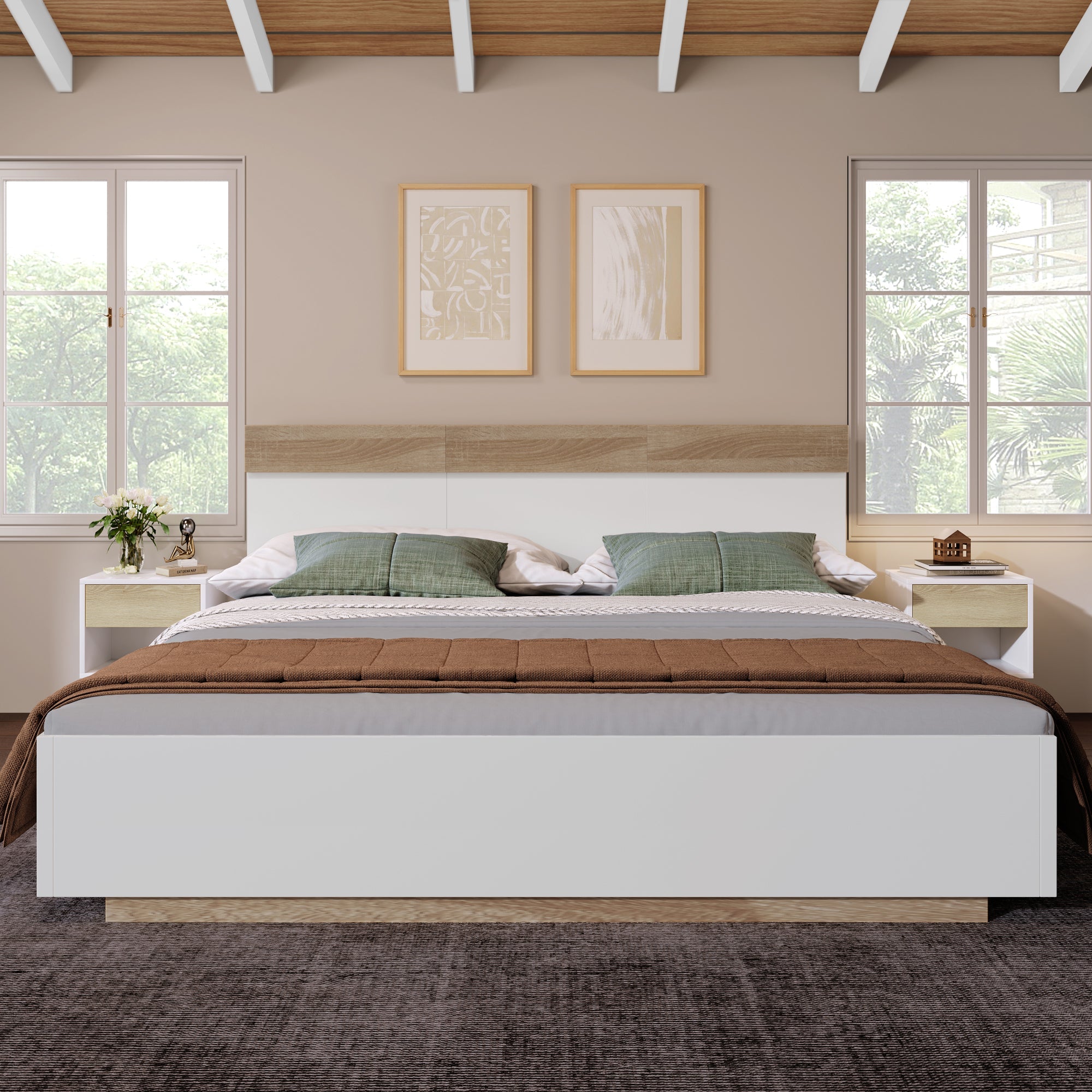 Logidon zwevend bed tweepersoonsbed 180x200 cm eiken Sonoma wit