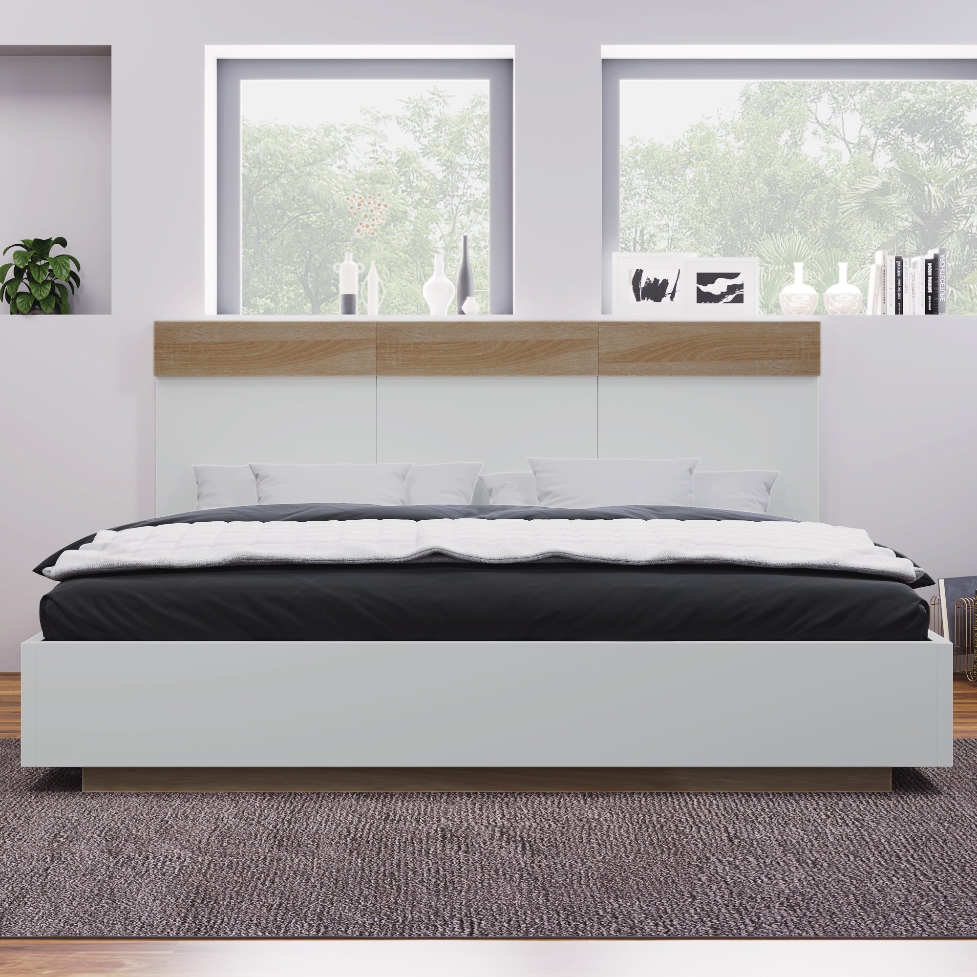 Logidon zwevend bed tweepersoonsbed 180x200 cm eiken Sonoma wit