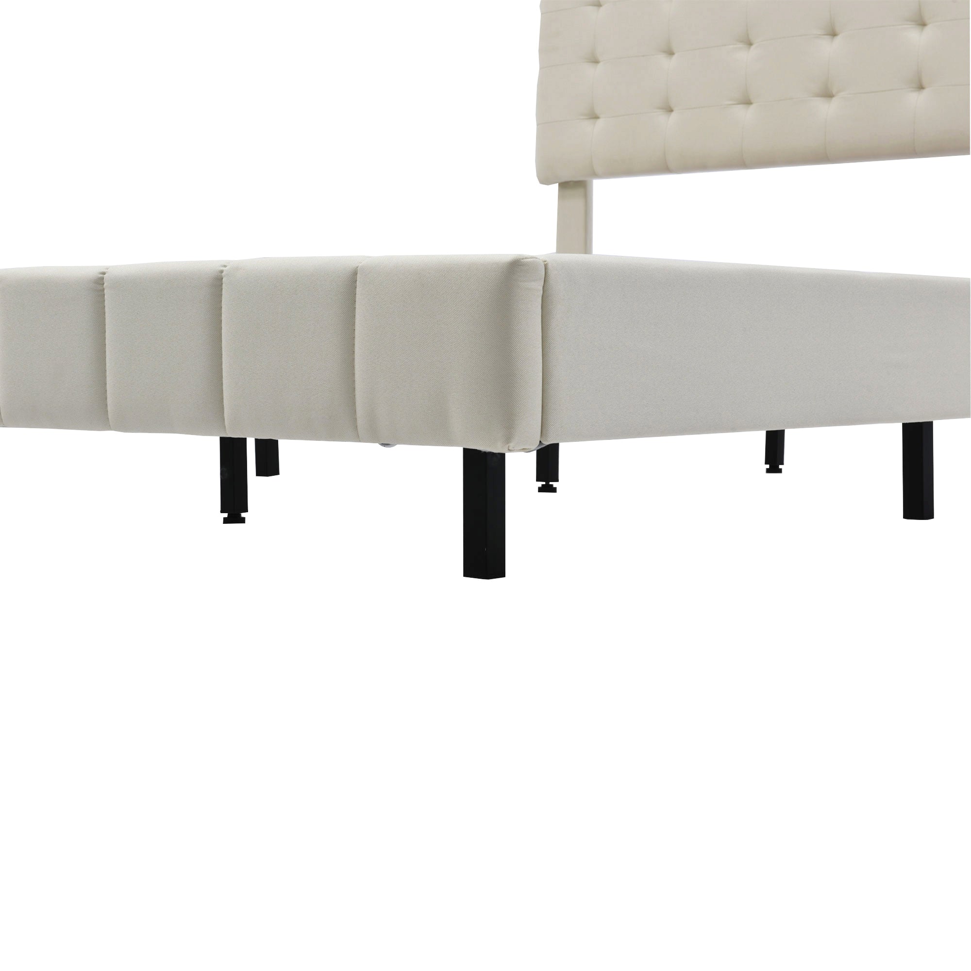 Logidon gestoffeerd bed 140x200 beige met LED-verlichting en hoofdborddesign