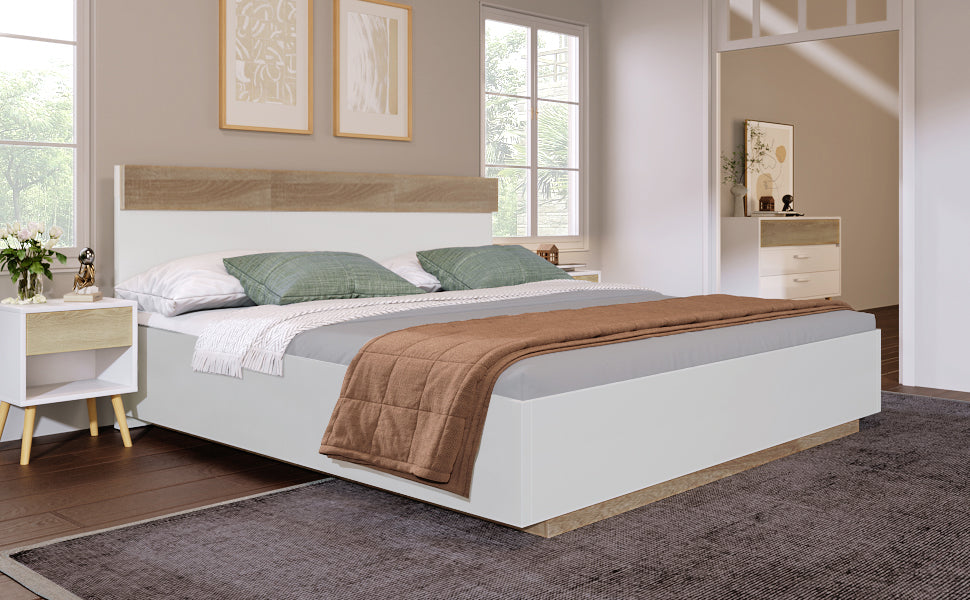 Logidon zwevend bed tweepersoonsbed 180x200 cm eiken Sonoma wit