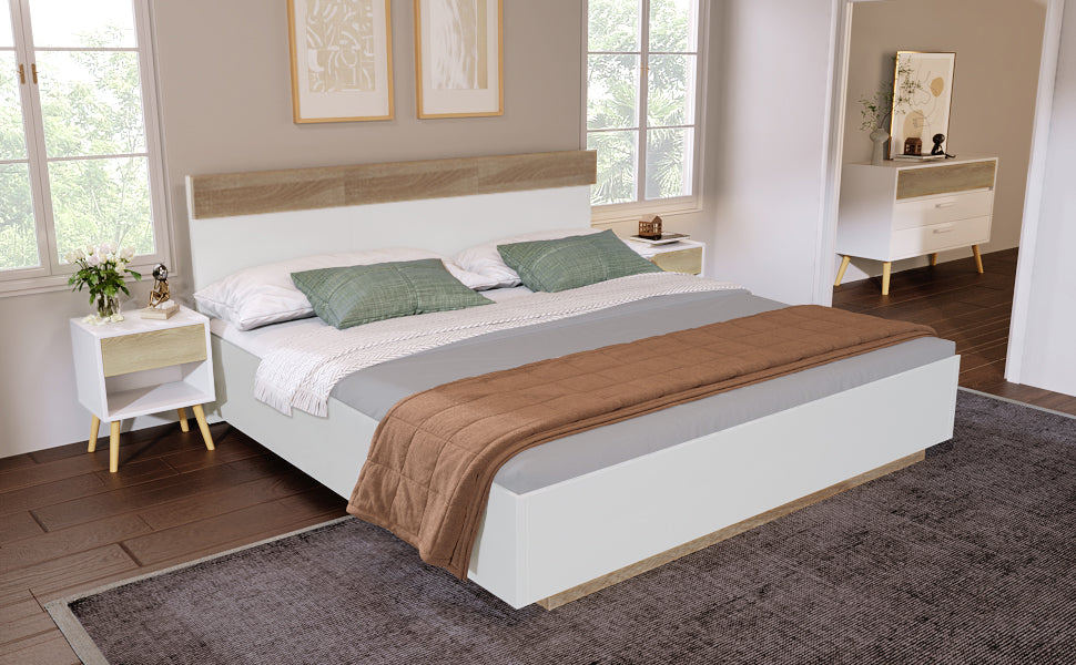 Logidon zwevend bed tweepersoonsbed 180x200 cm eiken Sonoma wit