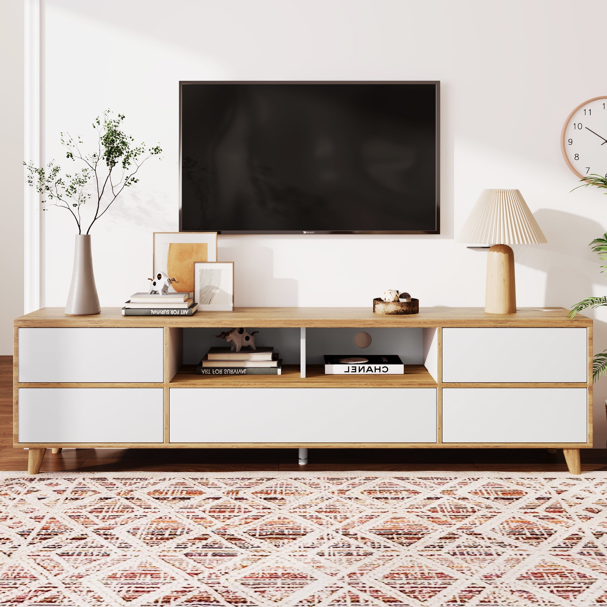 Logidon TV-meubel wit houten dressoir met opbergruimte 175 x 37 x 51 cm
