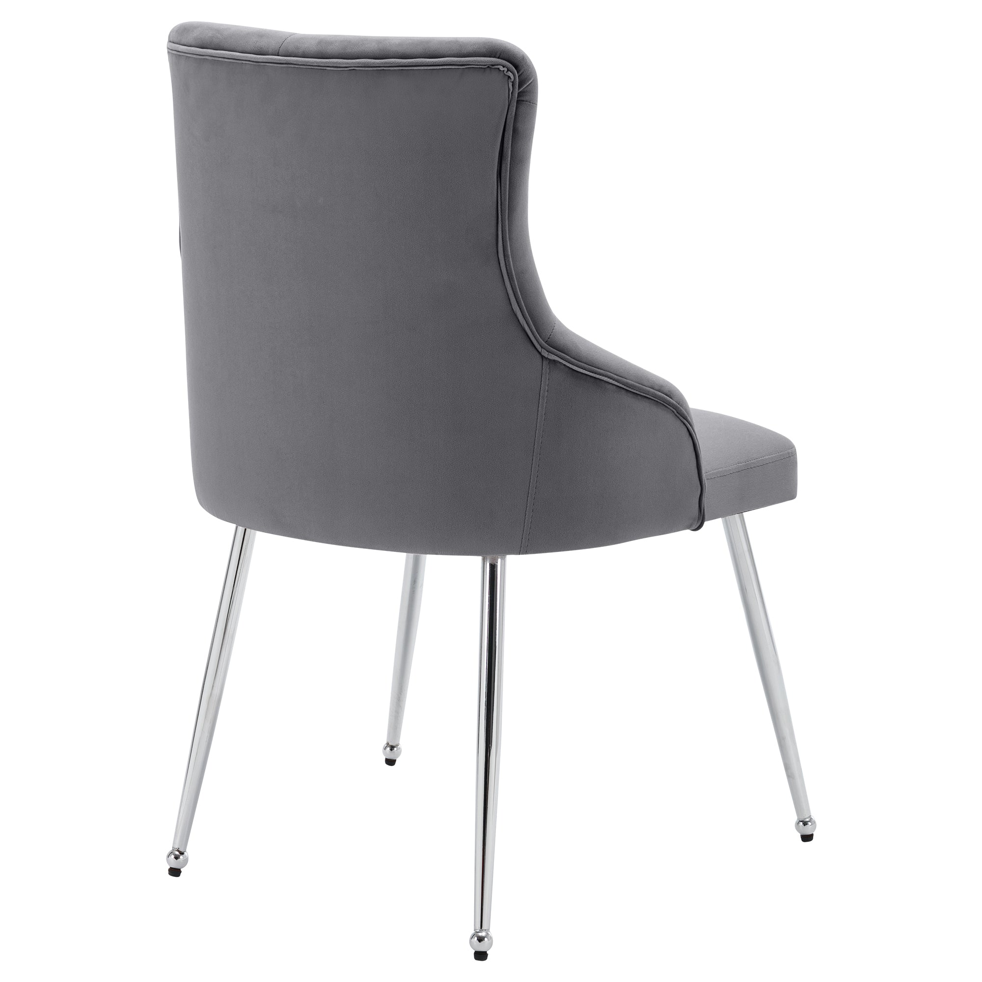 Logidon Set of 2 Gray Velvet Dining Chairs with Lumbar Cushions
