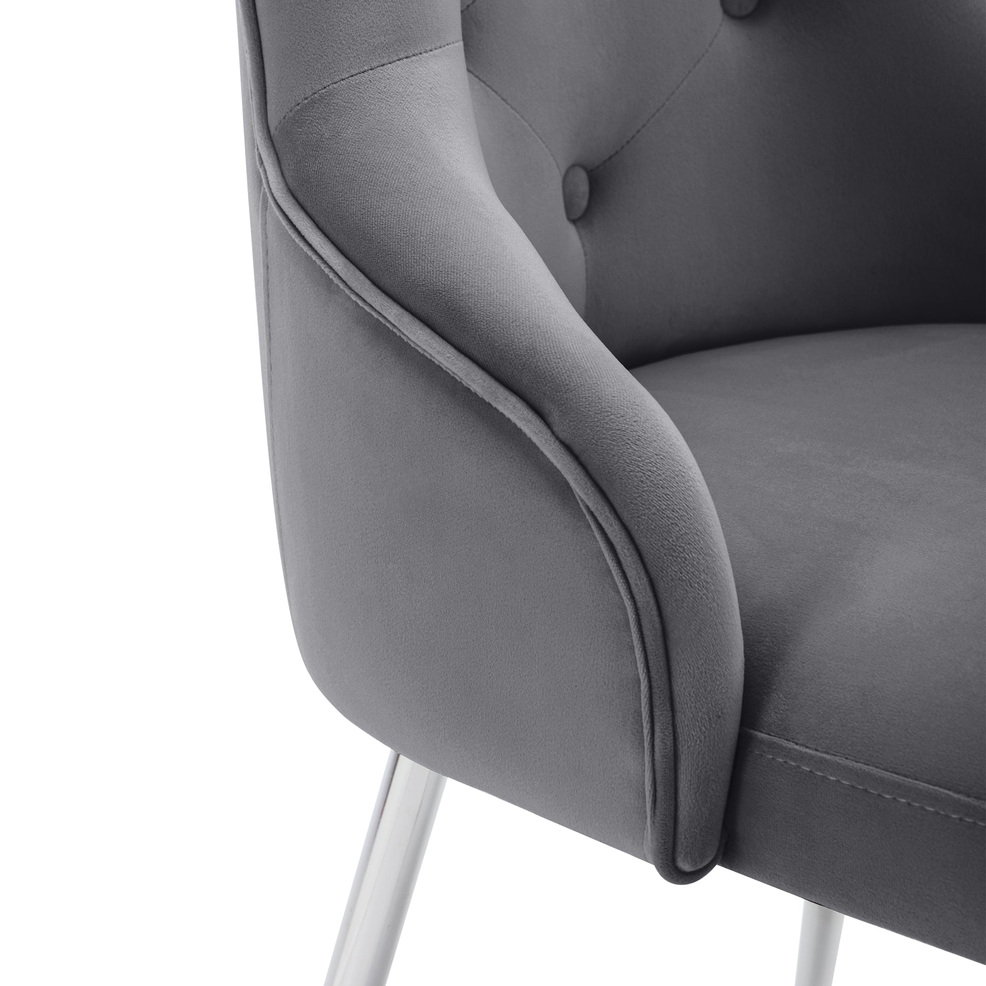 Logidon Set of 2 Gray Velvet Dining Chairs with Lumbar Cushions