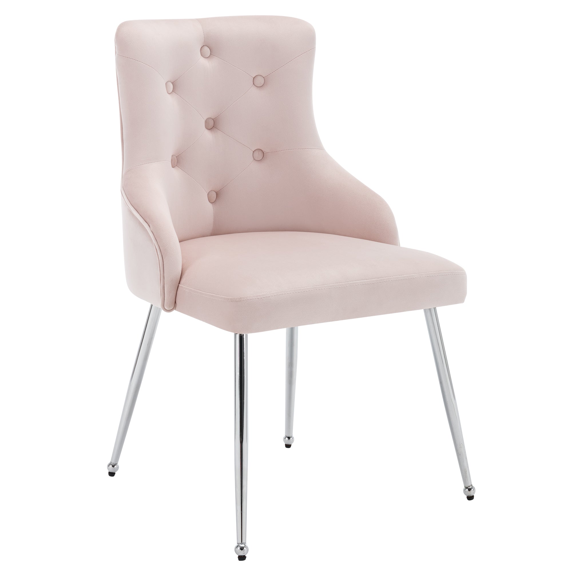 Logidon Set of 6 Dining Chairs with Button Pattern Pink Velvet