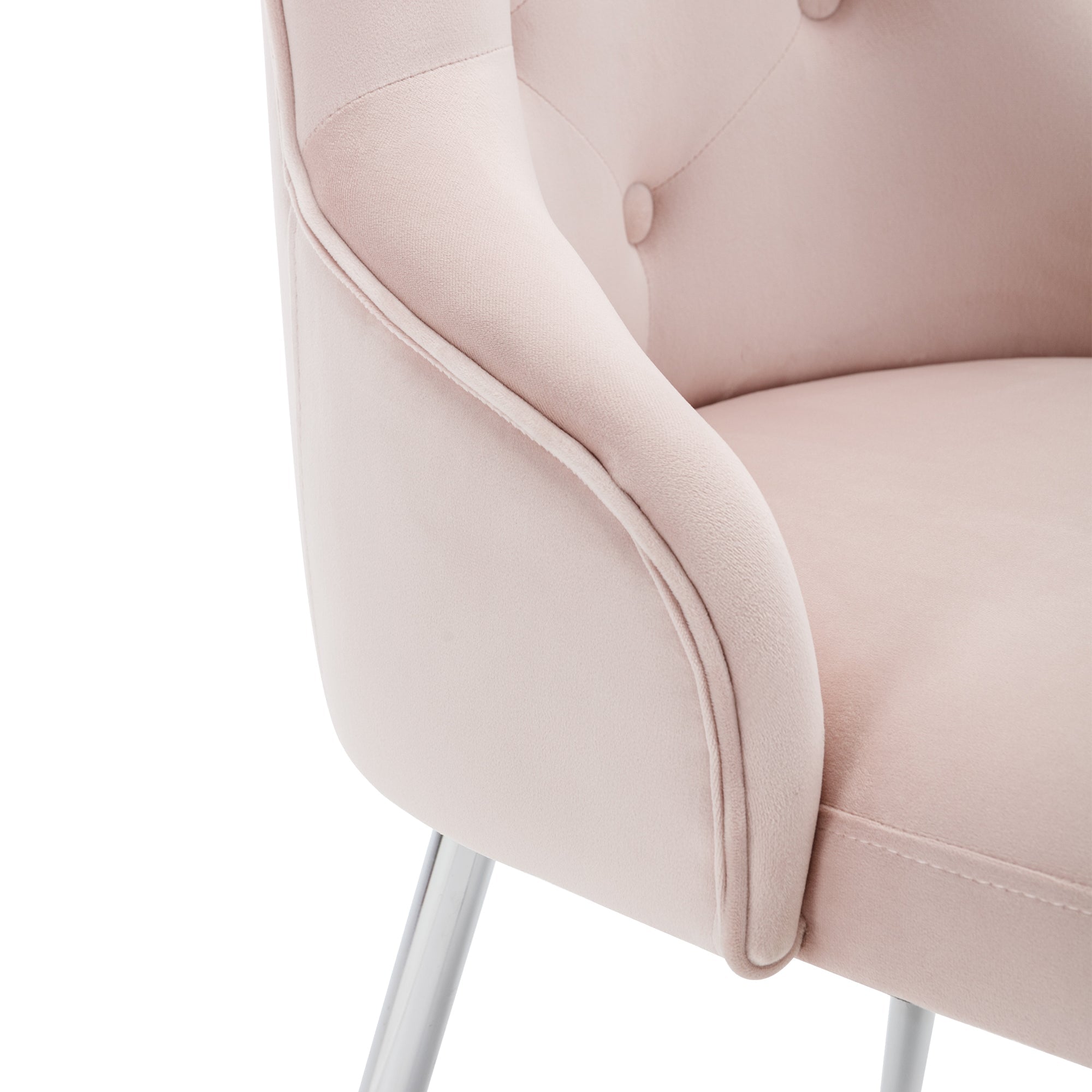 Logidon set van 2 roze eetkamerstoelen met knoopdetails