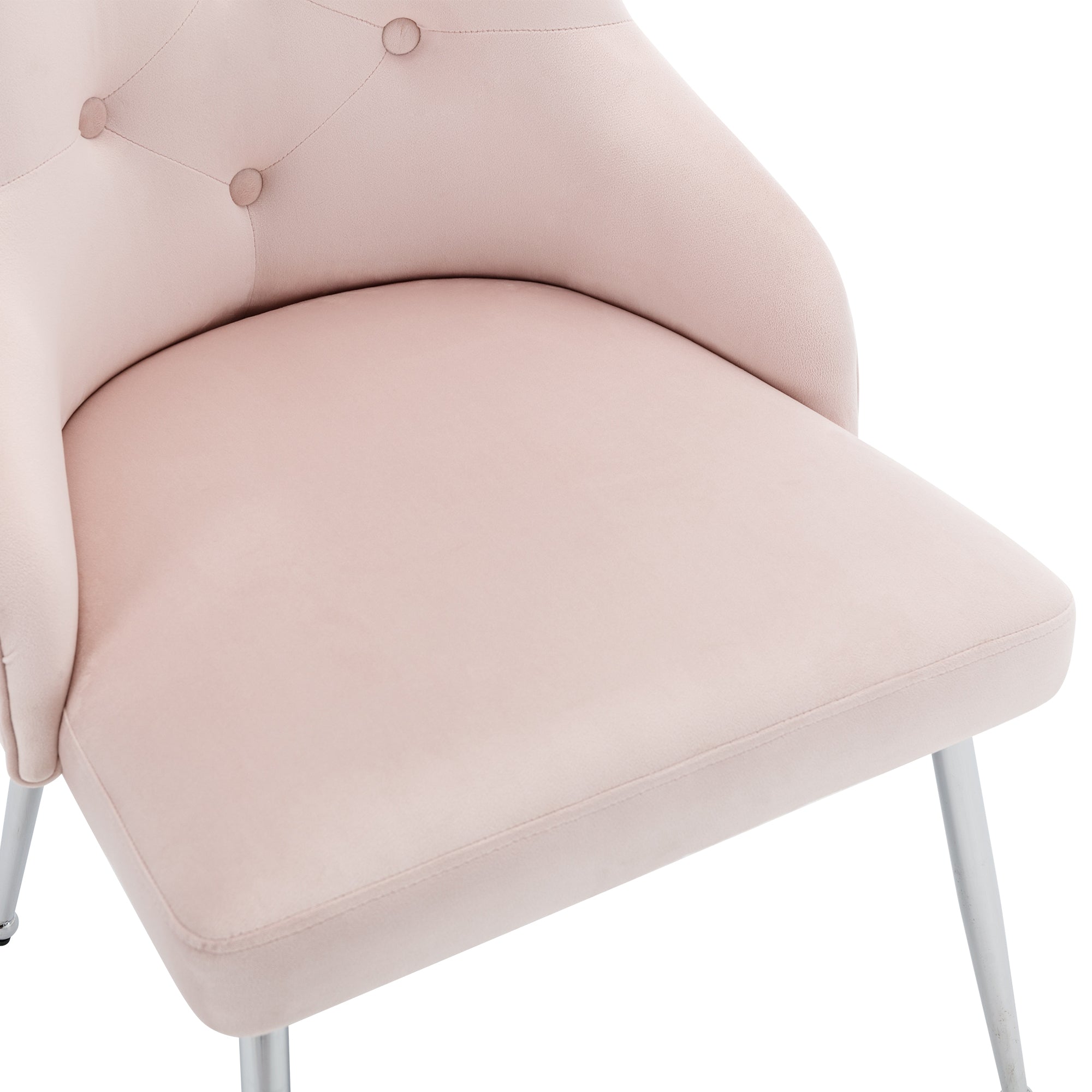 Logidon set van 4 eetkamerstoelen roze fluwelen knopenpatroon
