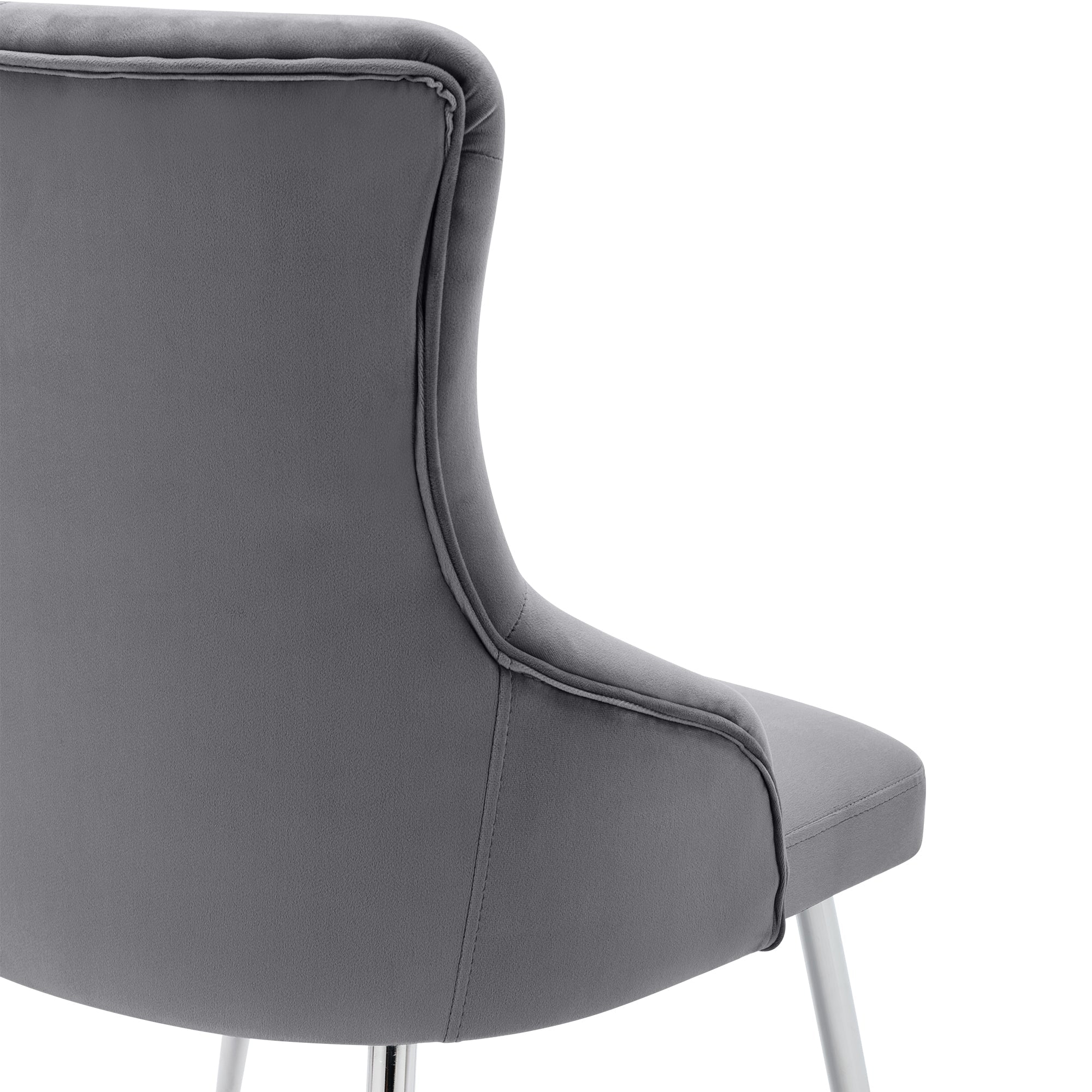 Logidon Set of 2 Gray Velvet Dining Chairs with Lumbar Cushions