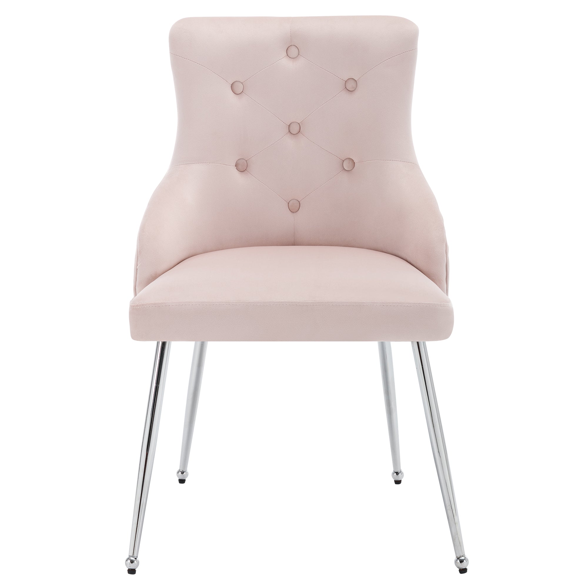 Logidon Set van 6 eetkamerstoelen met knopenpatroon roze fluweel