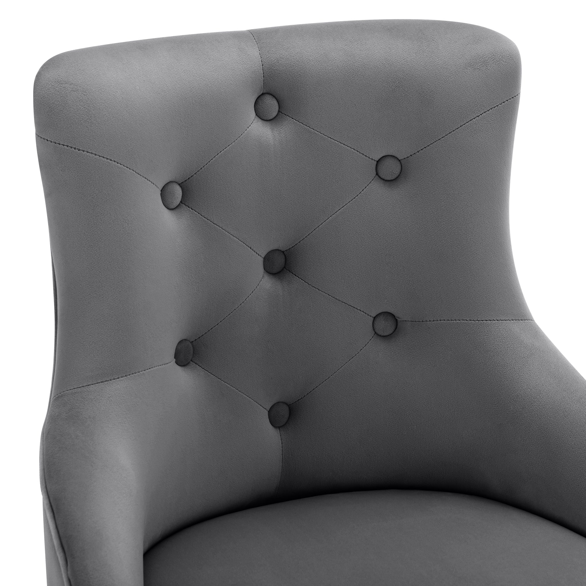 Logidon Set of 2 Gray Velvet Dining Chairs with Lumbar Cushions