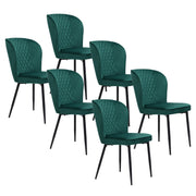 Logidon eetkamerstoelen set van 6 donkergroene fluwelen gestoffeerde stoelen met metalen frame
