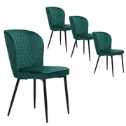 Logidon eetkamerstoel set van 4 donkergroen fluwelen metalen frame