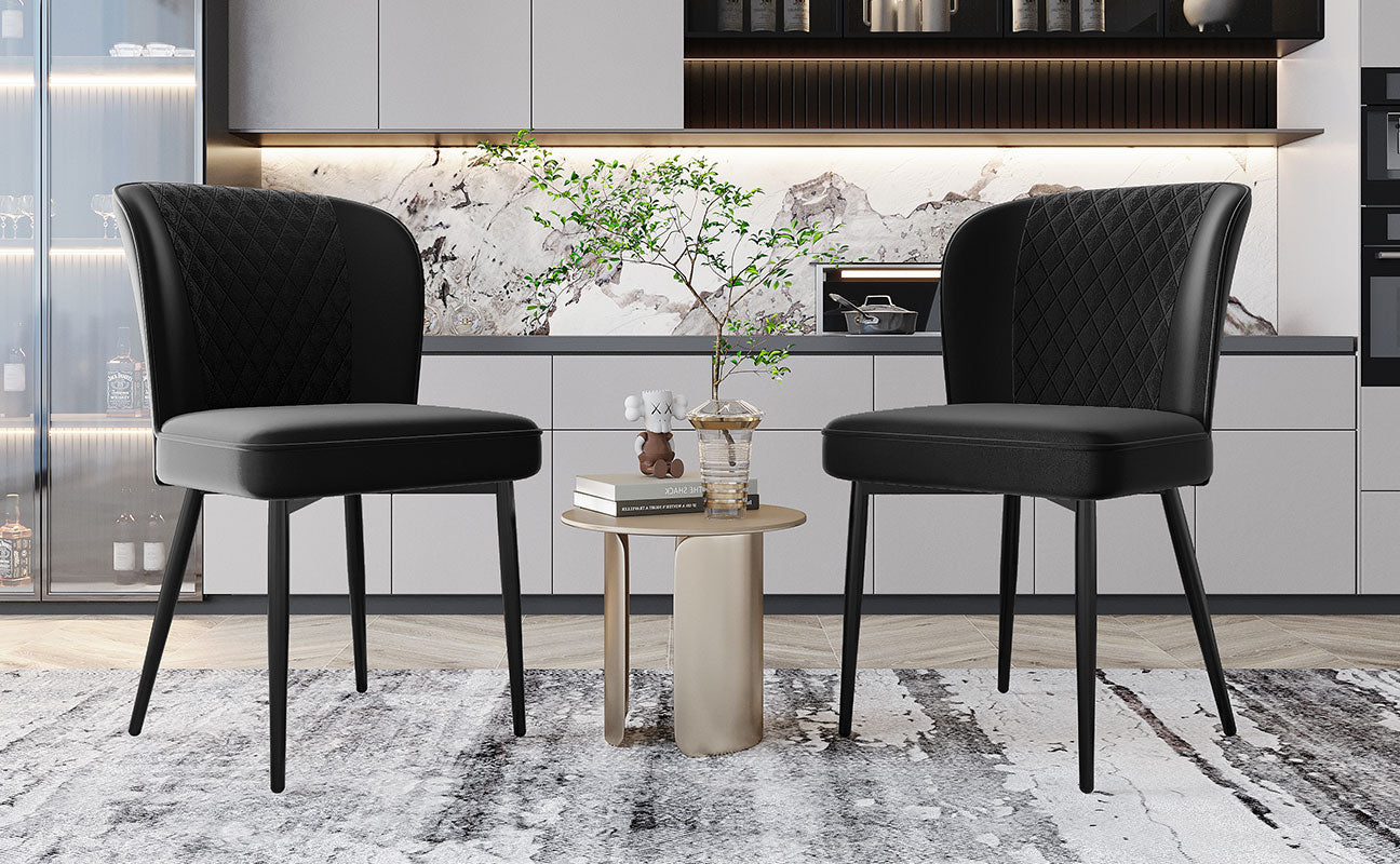 Logidon fluwelen zwarte eetkamerstoel set van 2 gestoffeerde stoelen met rugleuning