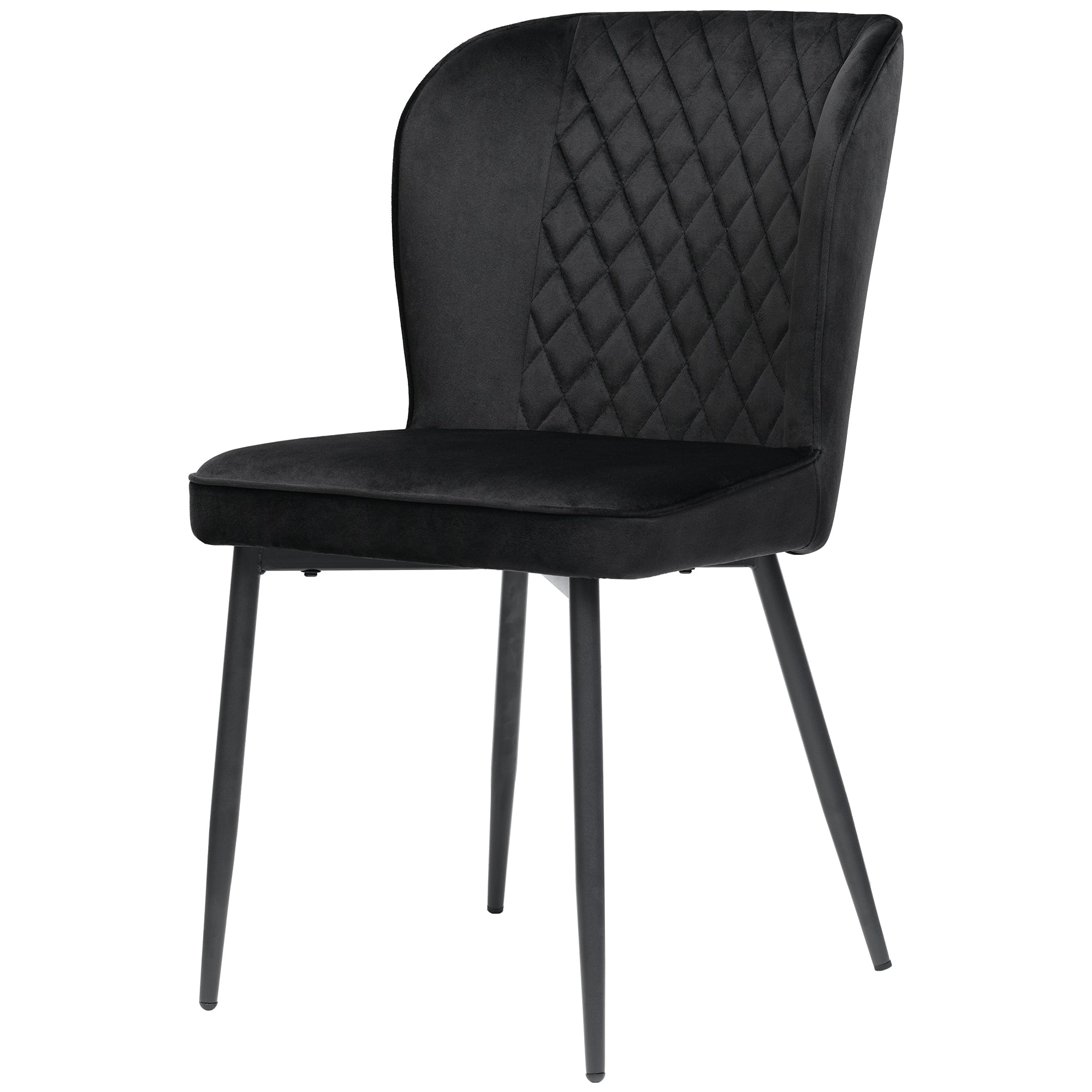 Logidon fluwelen zwarte eetkamerstoel set van 2 gestoffeerde stoelen met rugleuning