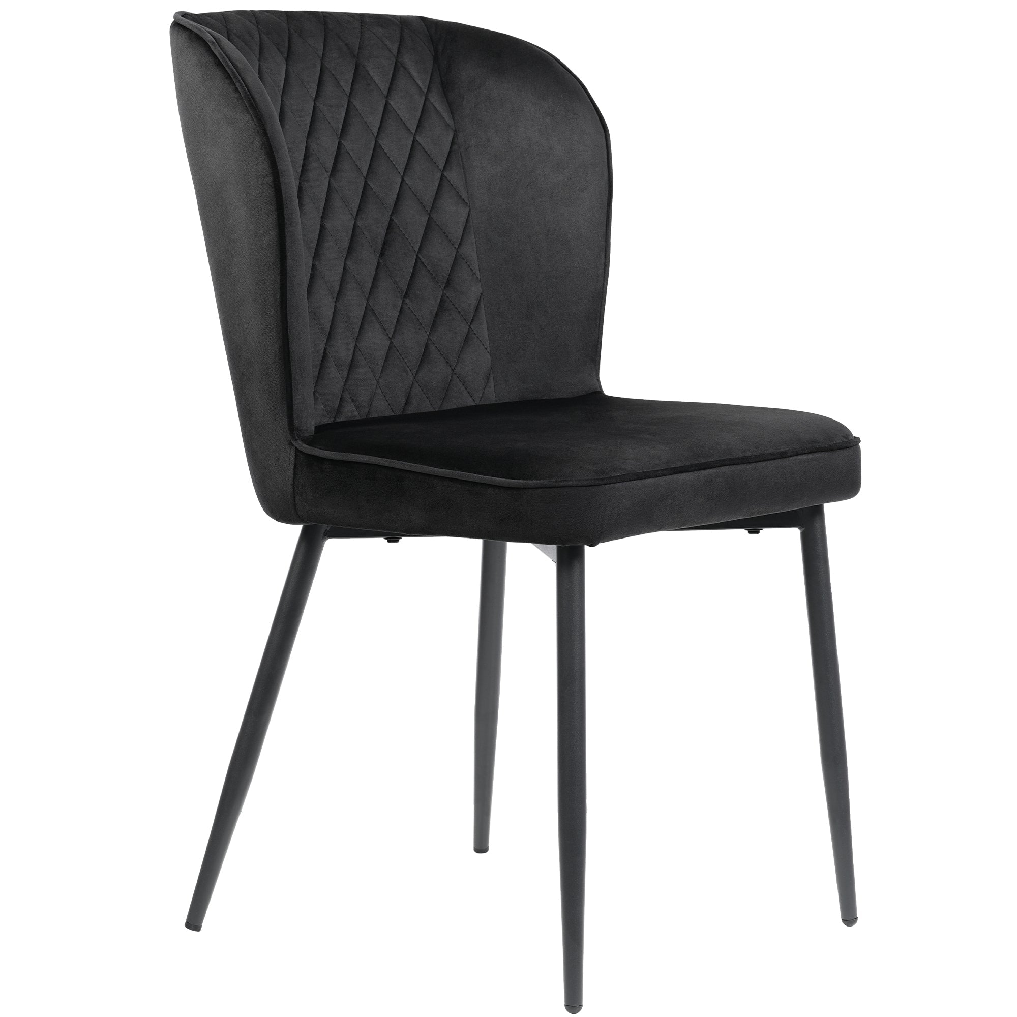 Logidon fluwelen zwarte eetkamerstoel set van 2 gestoffeerde stoelen met rugleuning
