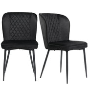 Logidon fluwelen zwarte eetkamerstoel set van 2 gestoffeerde stoelen met rugleuning