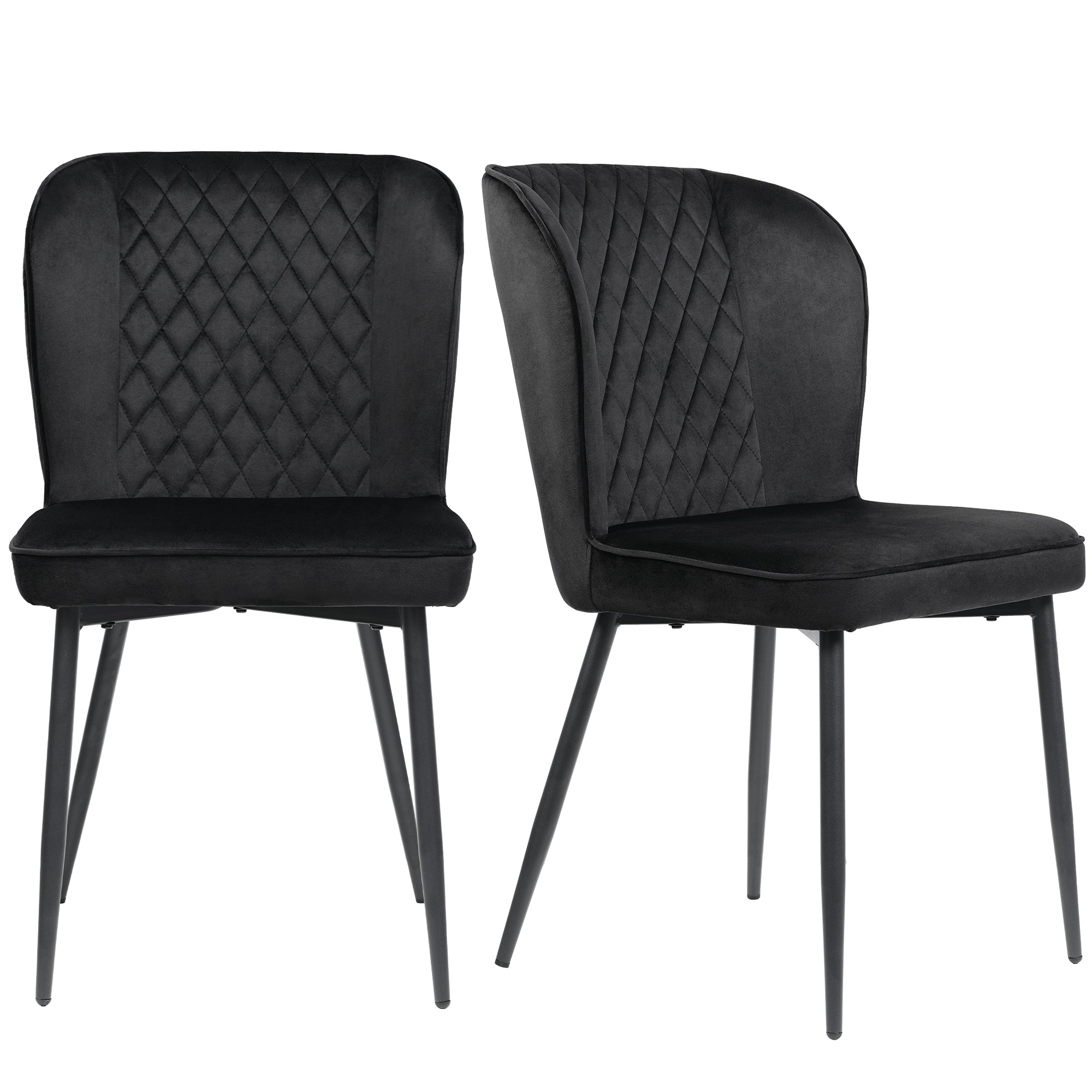 Logidon Velvet Black Dining Room Chair Set of 2 Upholstered Chairs with Backrest