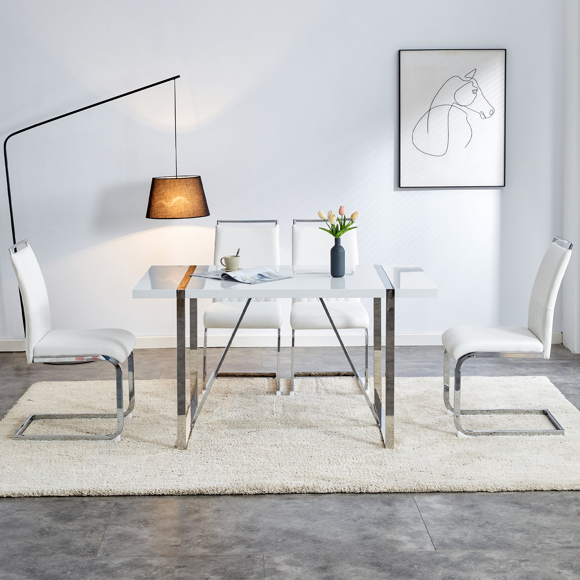 Logidon Kunstmatige Lege Eetstoelen Set 2 Wit Zonder Armleuningen