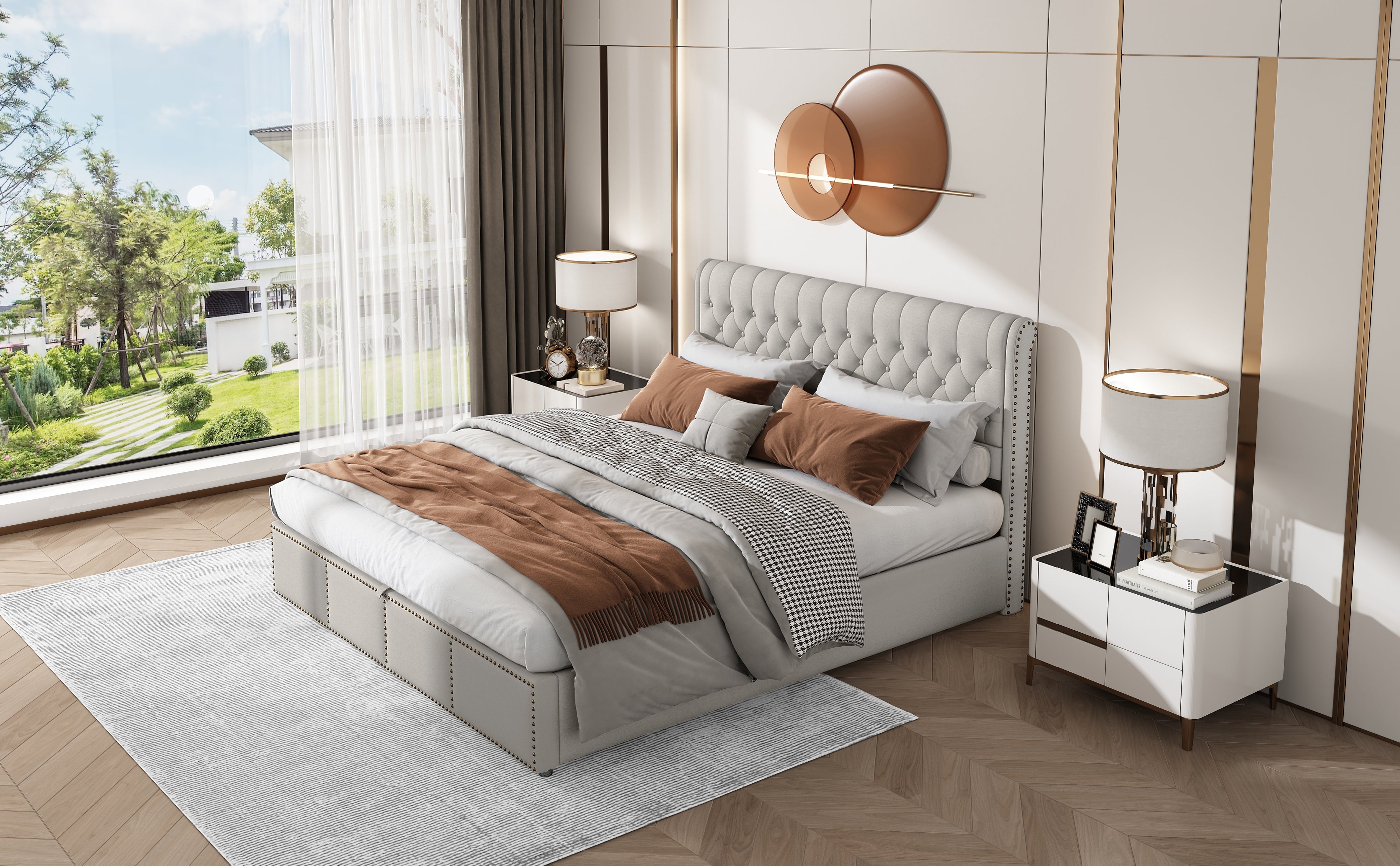 Logidon gestoffeerd bed 160x200 cm grijs met bedkastopbergruimte