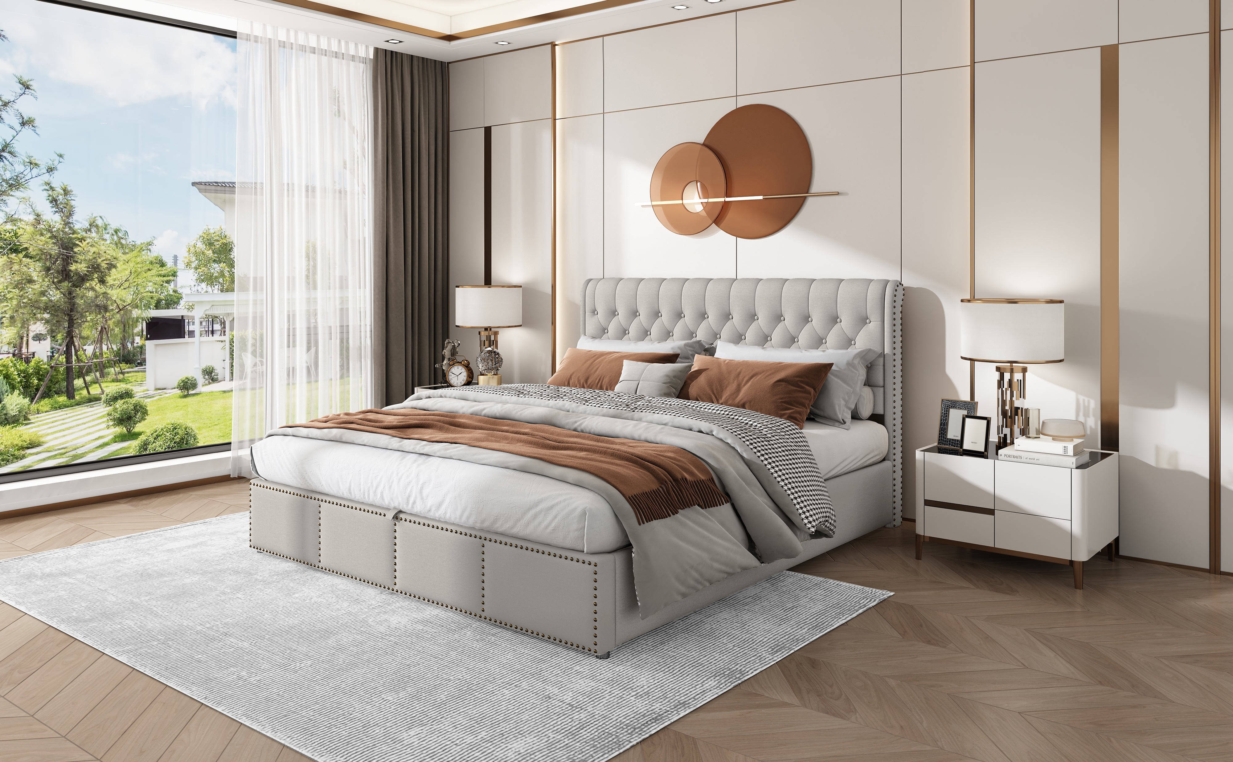 Logidon gestoffeerd bed 160x200 cm grijs met bedkastopbergruimte
