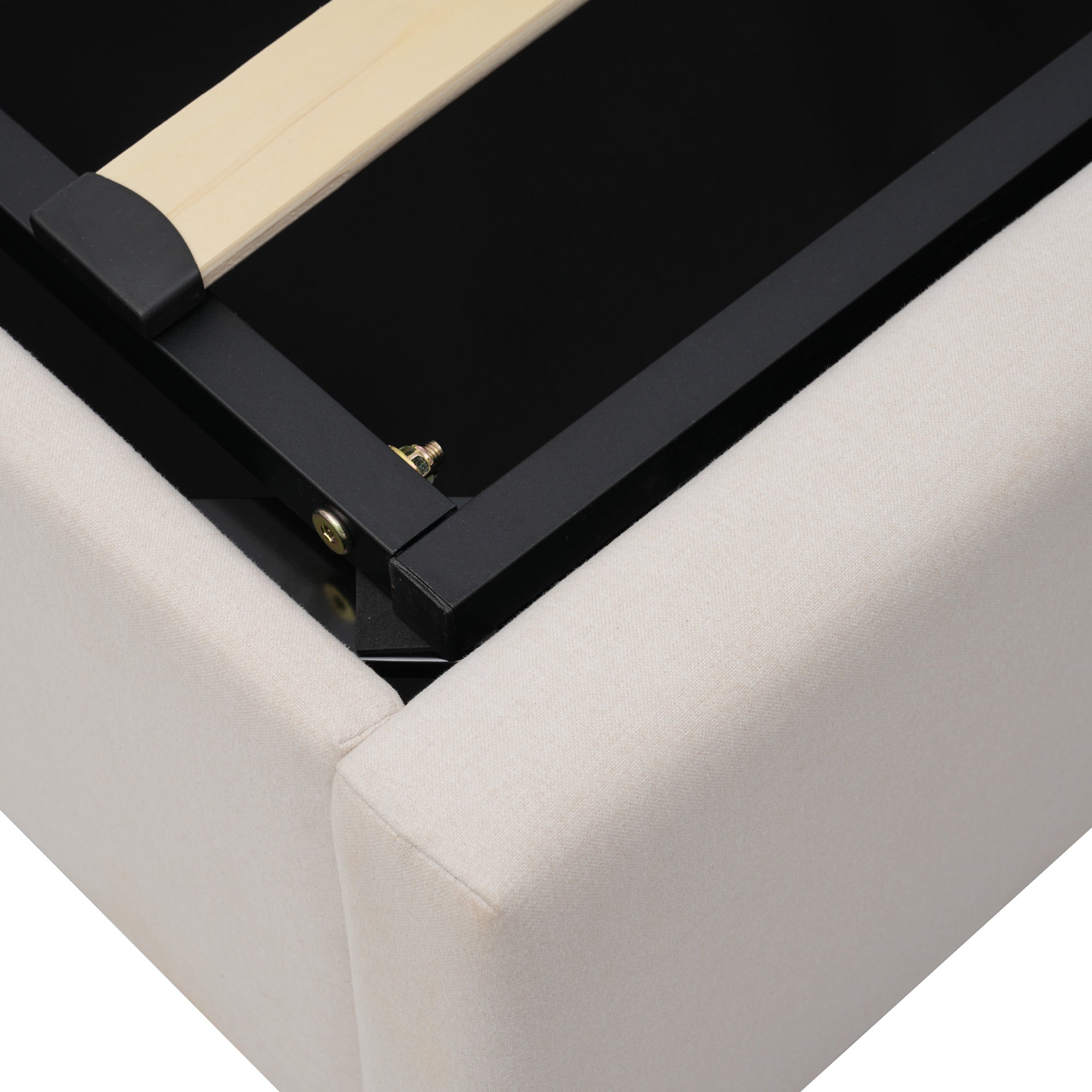 Logidon gestoffeerd bed 160x200 beige met USB Type C oplaadfunctie opbergruimte