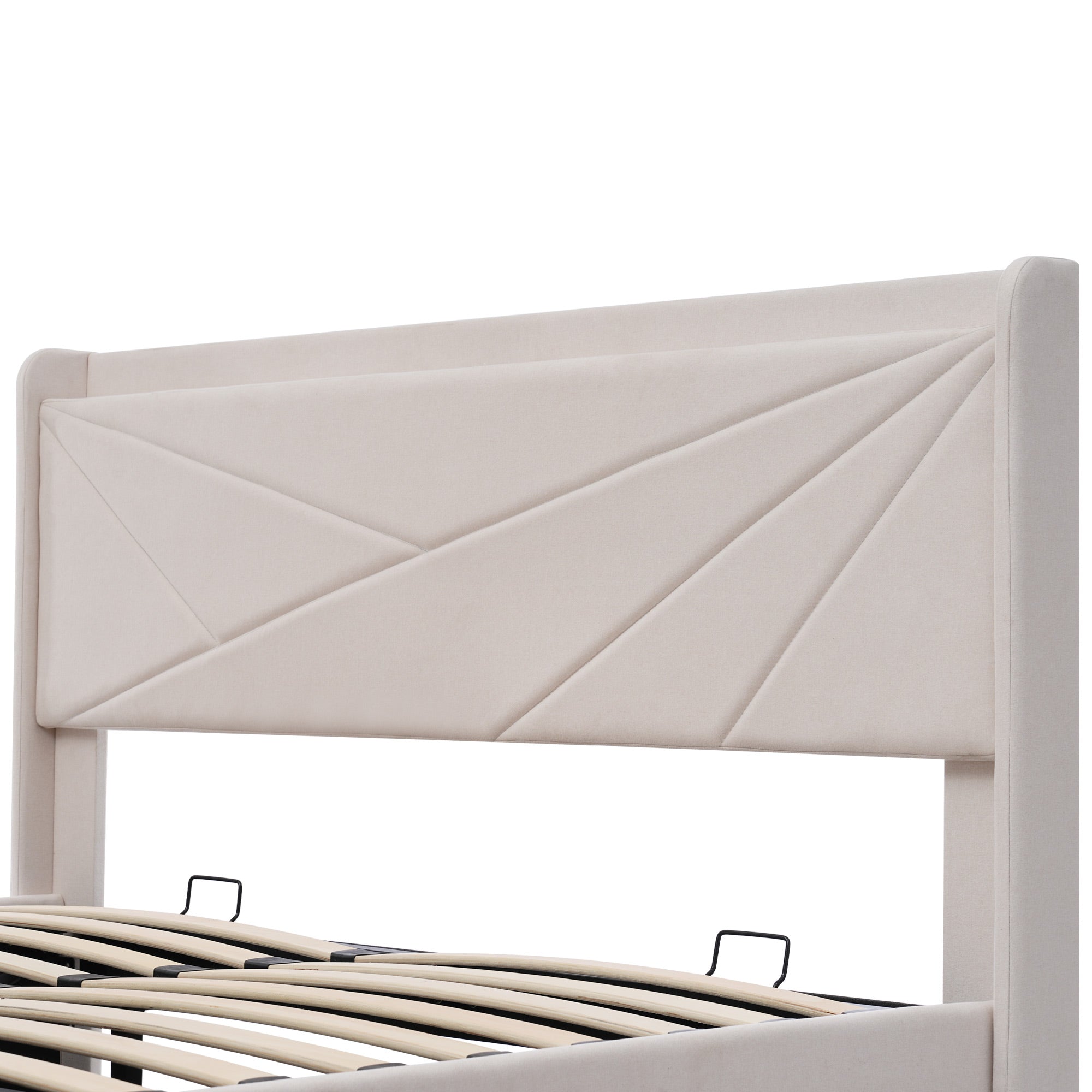 Logidon gestoffeerd bed 160x200 beige met USB Type C oplaadfunctie opbergruimte