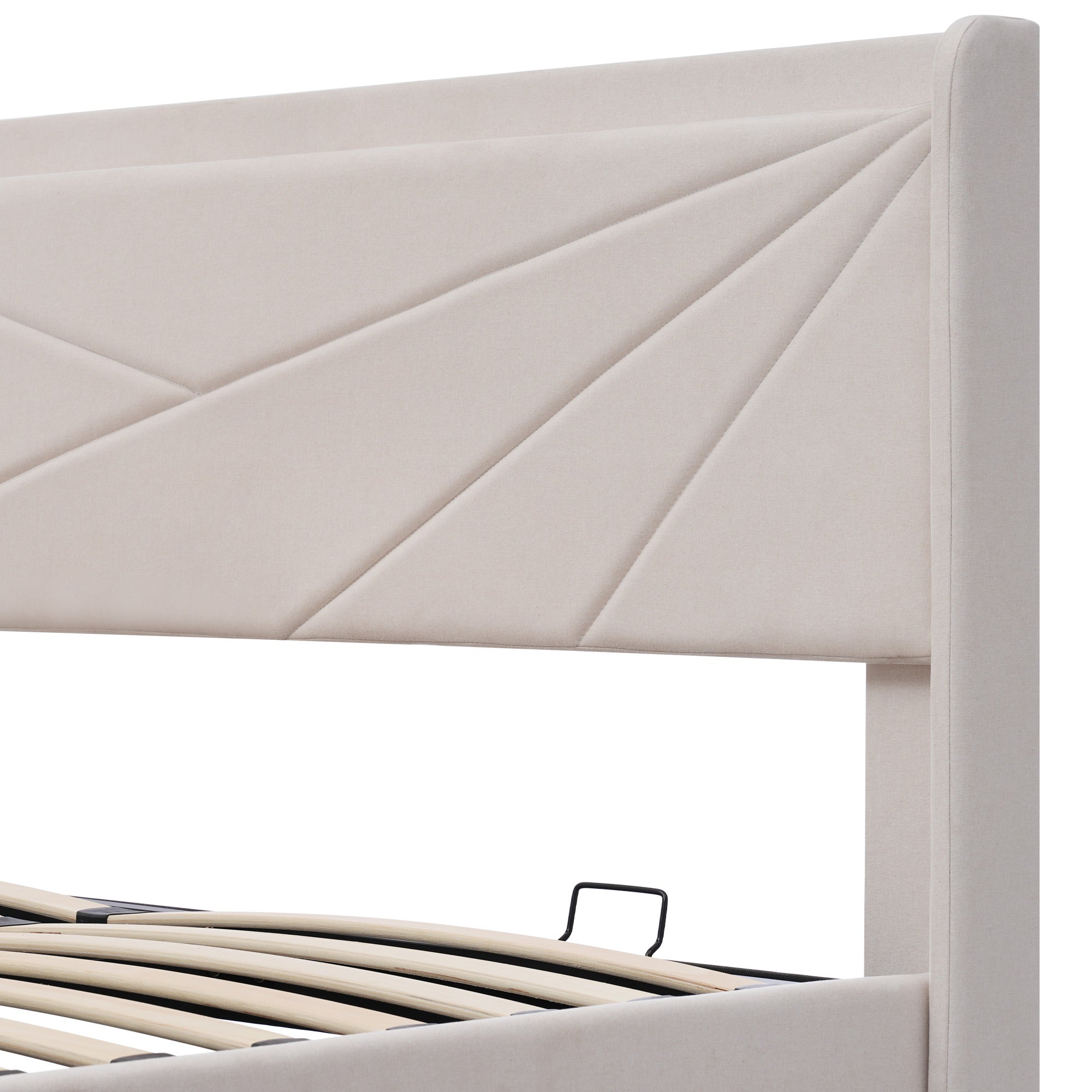 Logidon gestoffeerd bed 160x200 beige met USB Type C oplaadfunctie opbergruimte