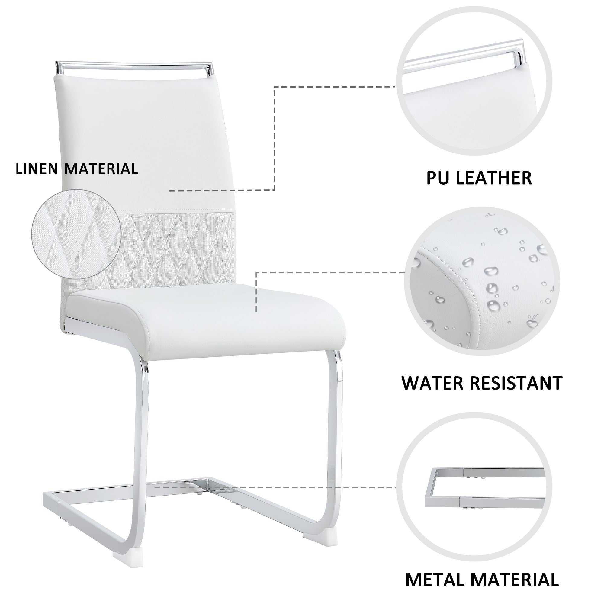Logidon Kunstmatige Lege Eetstoelen Set 2 Wit Zonder Armleuningen