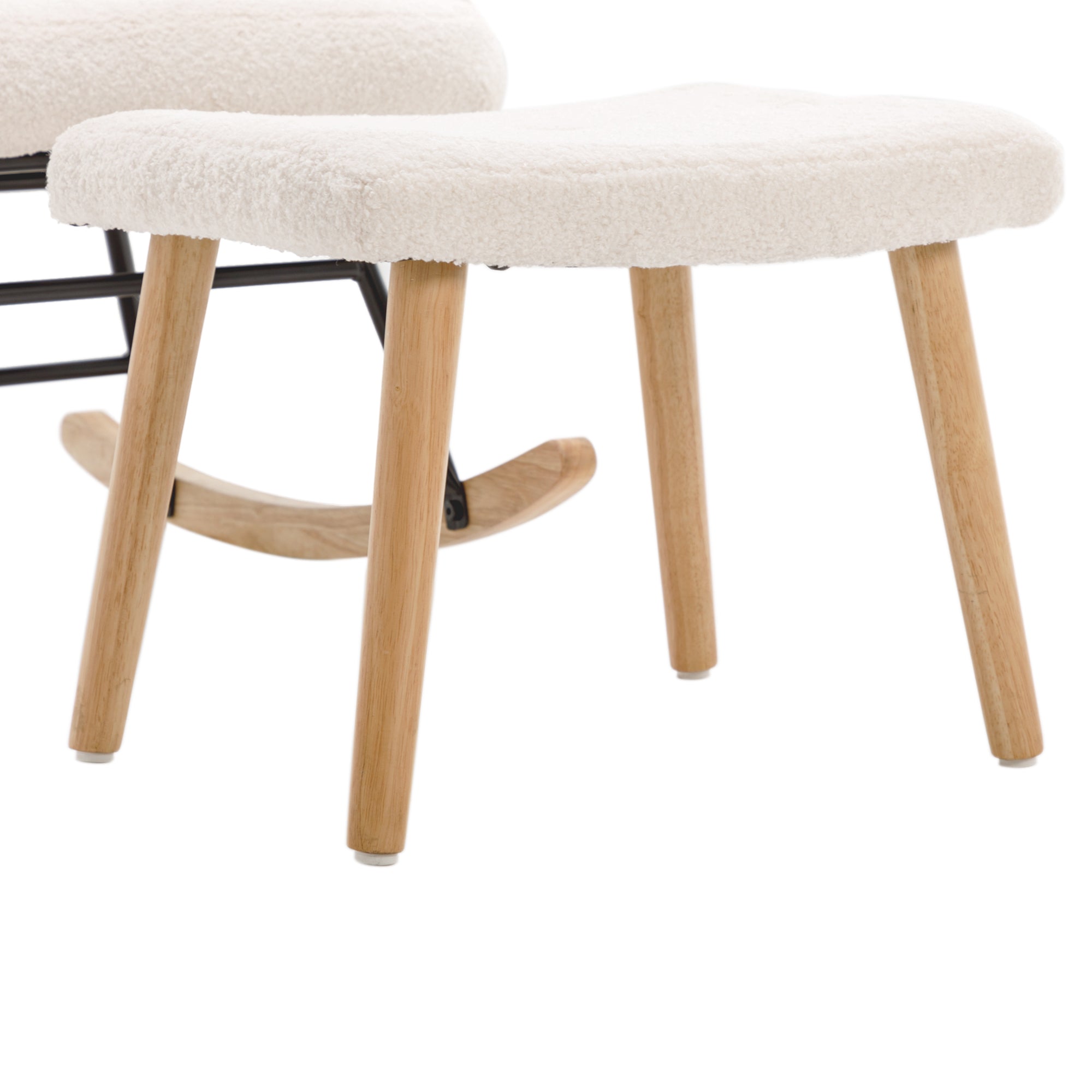 Logidon White Teddy Plush Rocking Chair with Headrest and Footrest