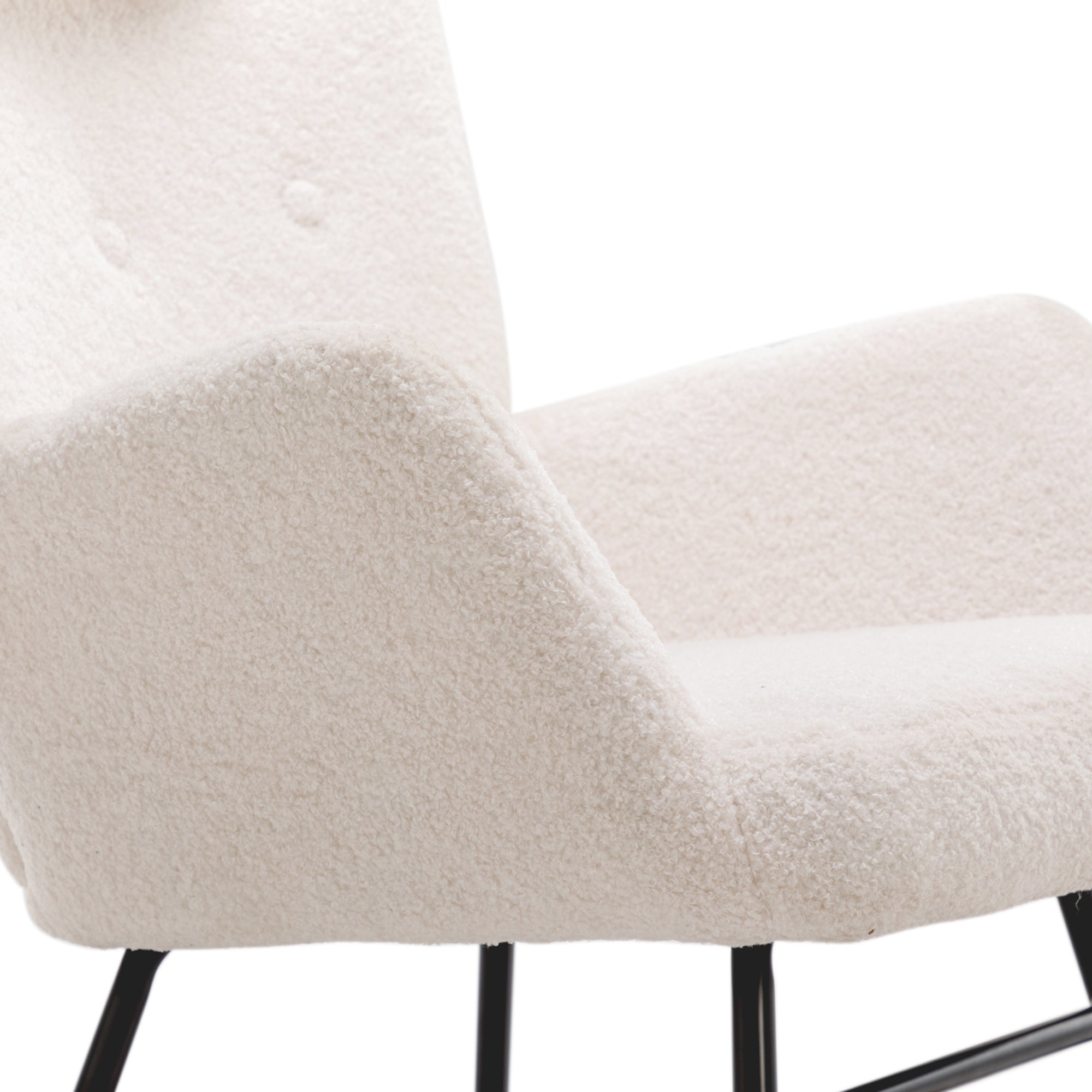 Logidon White Teddy Plush Rocking Chair with Headrest and Footrest