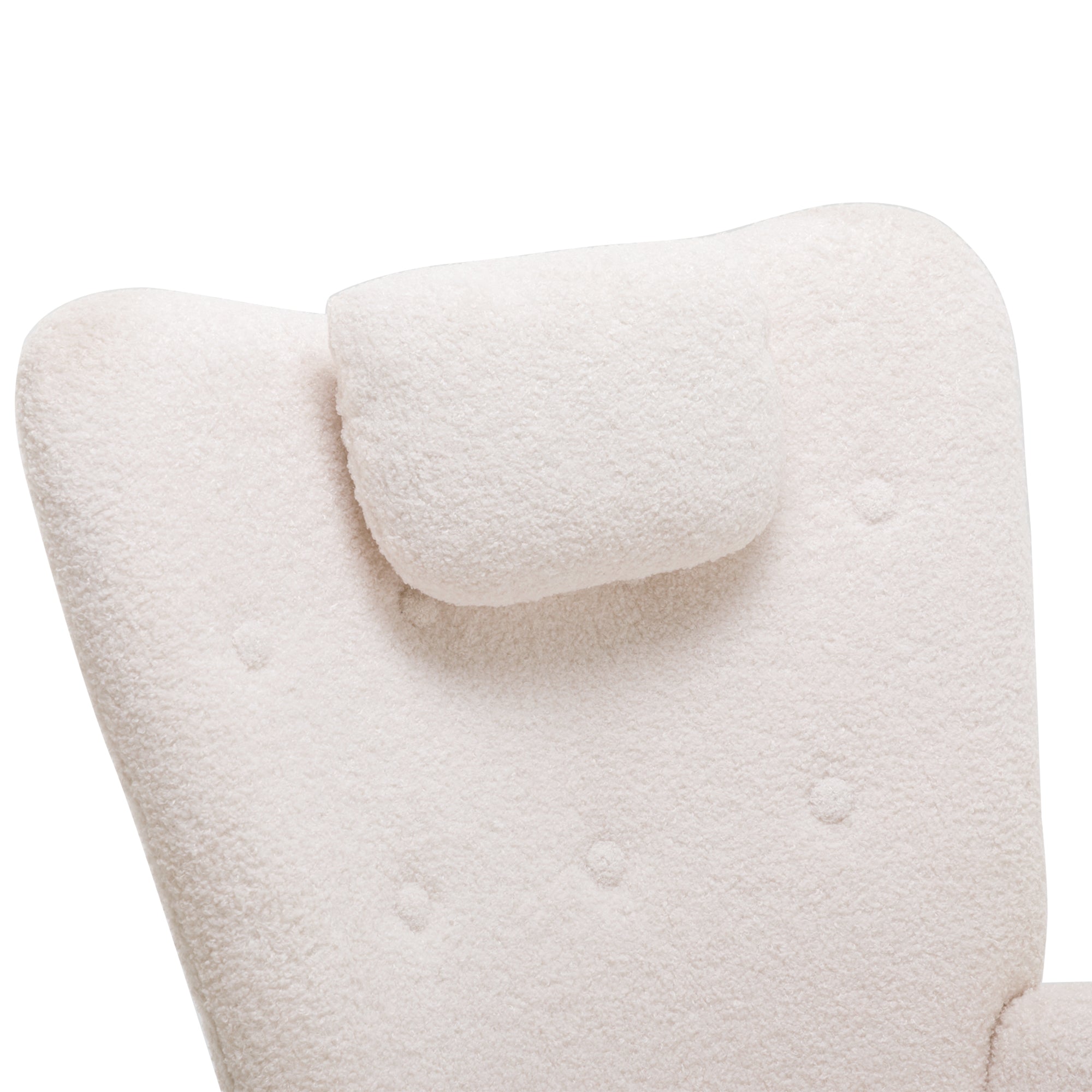 Logidon White Teddy Plush Rocking Chair with Headrest and Footrest