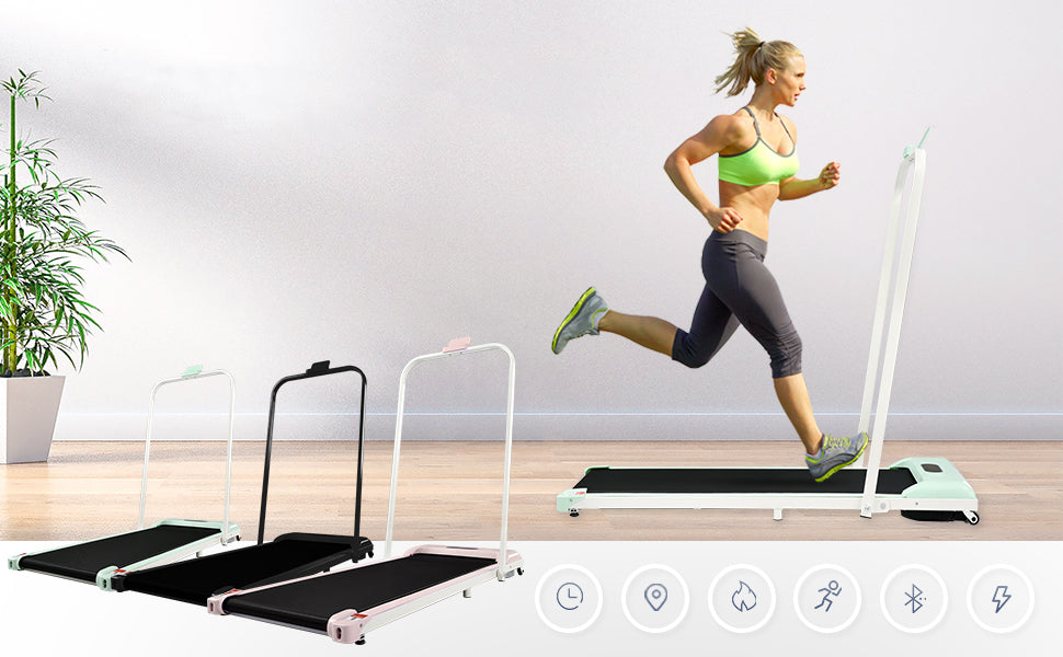 Logidon 2-in-1 loopband groen - opvouwbaar 1-6 km/u LED-display