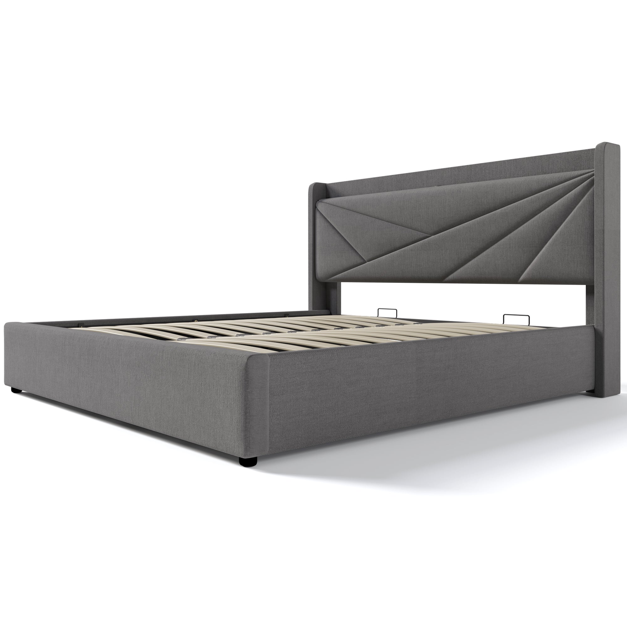 Logidon gestoffeerd bed opbergruimte USB Type C oplaadfunctie 160x200 grijs