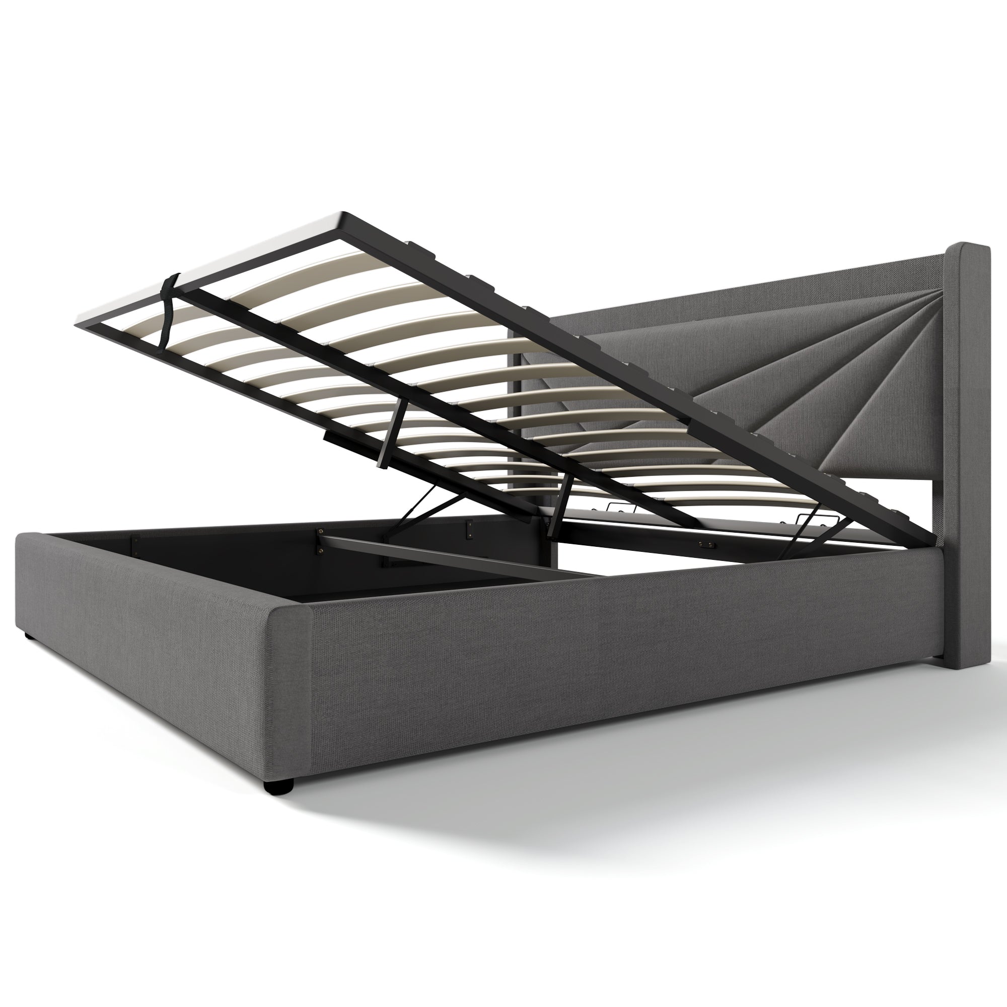 Logidon gestoffeerd bed opbergruimte USB Type C oplaadfunctie 160x200 grijs