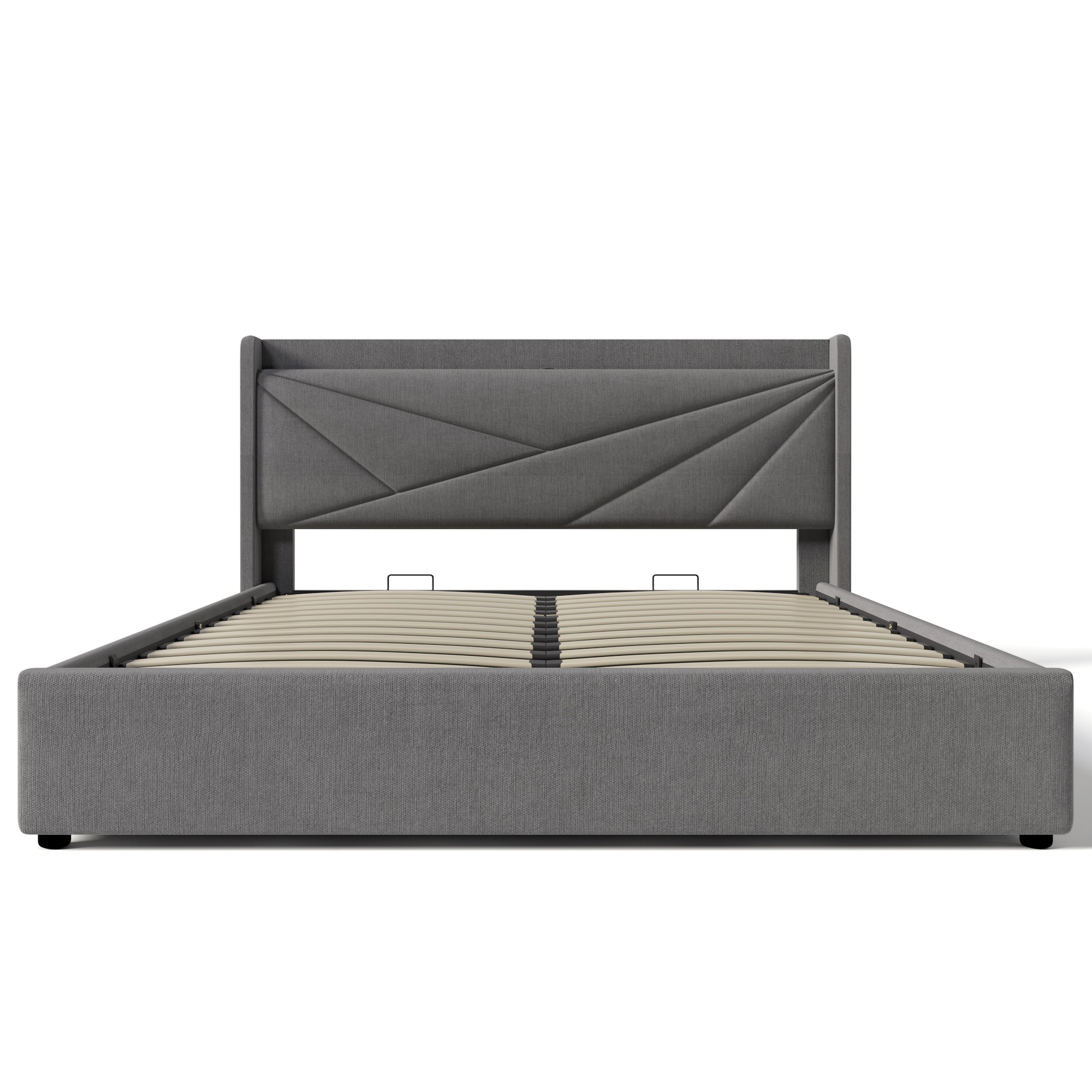 Logidon gestoffeerd bed opbergruimte USB Type C oplaadfunctie 160x200 grijs